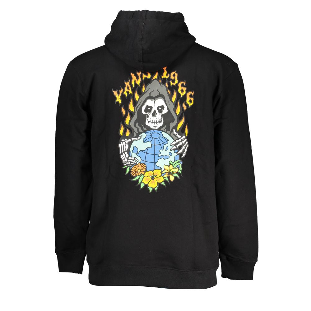 Black Cotton Men Sweater with Hood