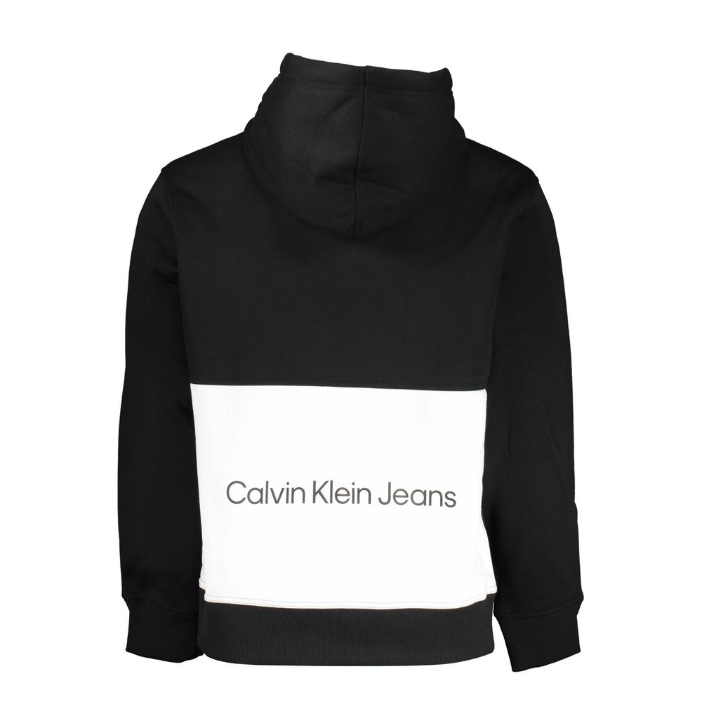 Black Polyester Men Sweater with Hood