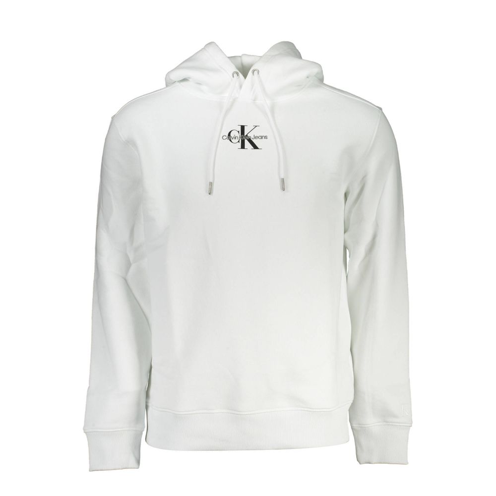 White Cotton Men's Sweater with Hood