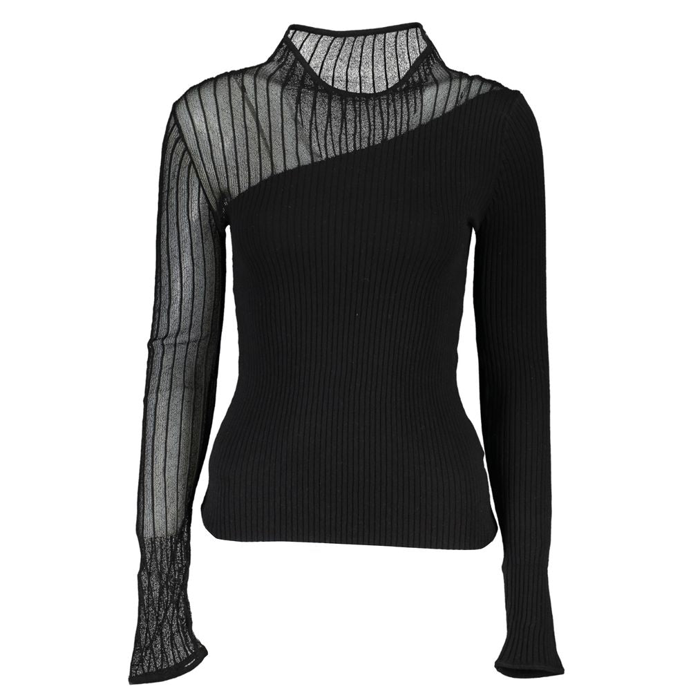 Black Polyester Sweater - ventzia