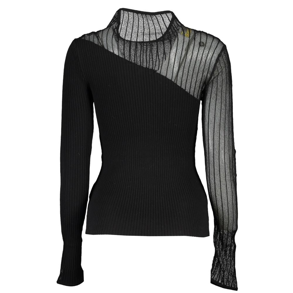 Black Polyester Sweater - ventzia