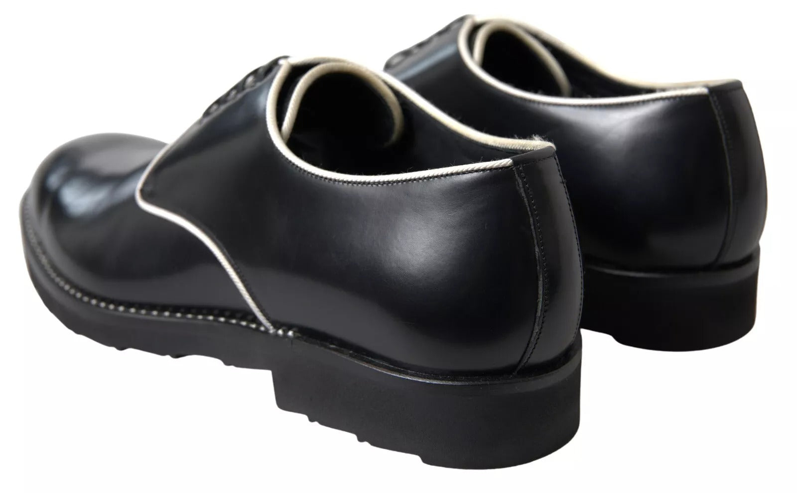 Black White Leather Formal Dress Shoes - ventzia