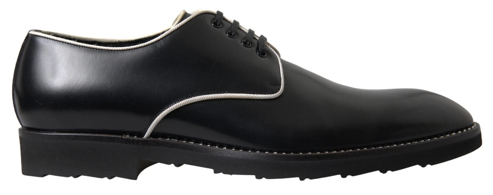 Black White Leather Formal Dress Shoes - ventzia