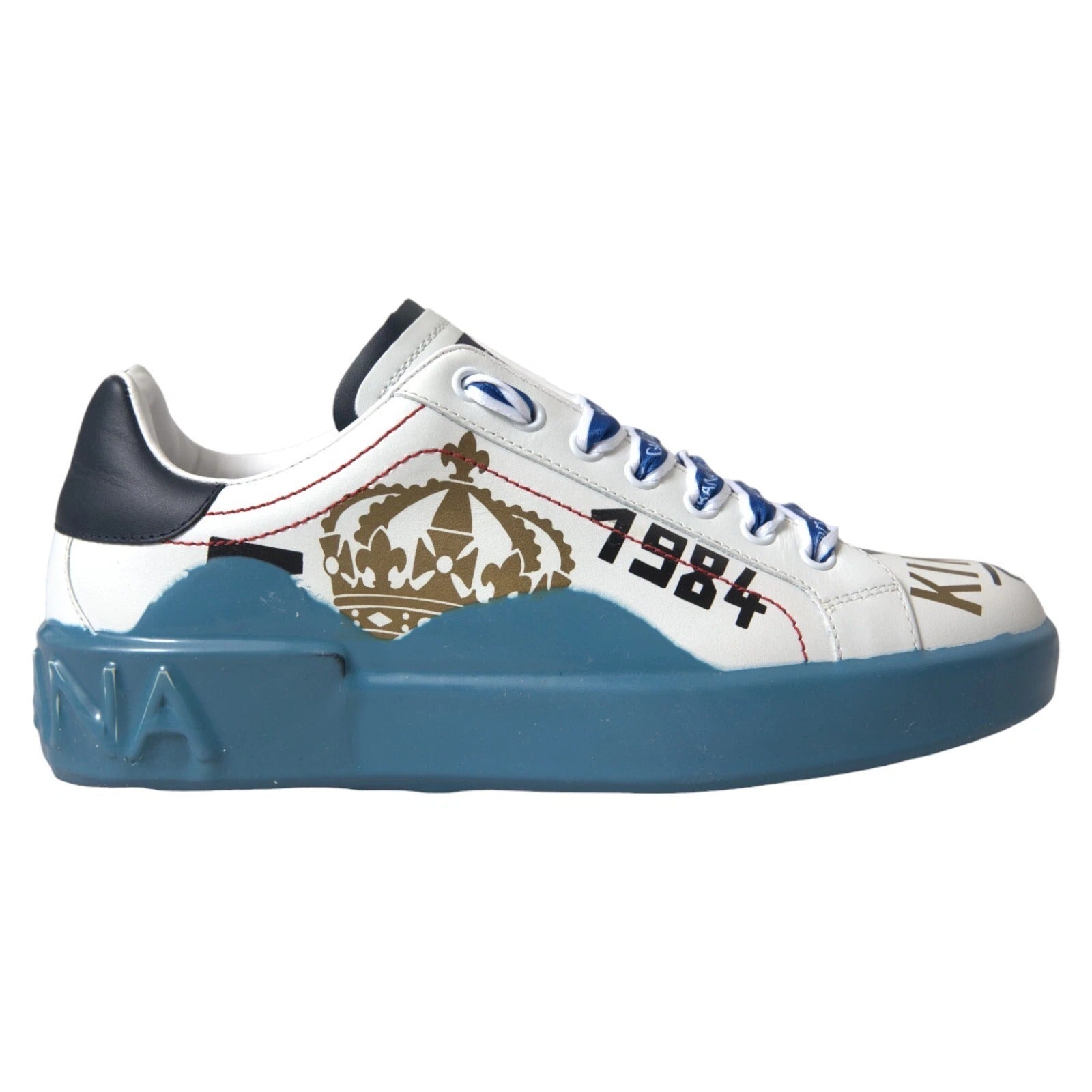Blue White Printed Portofino Melt Sneakers - ventzia