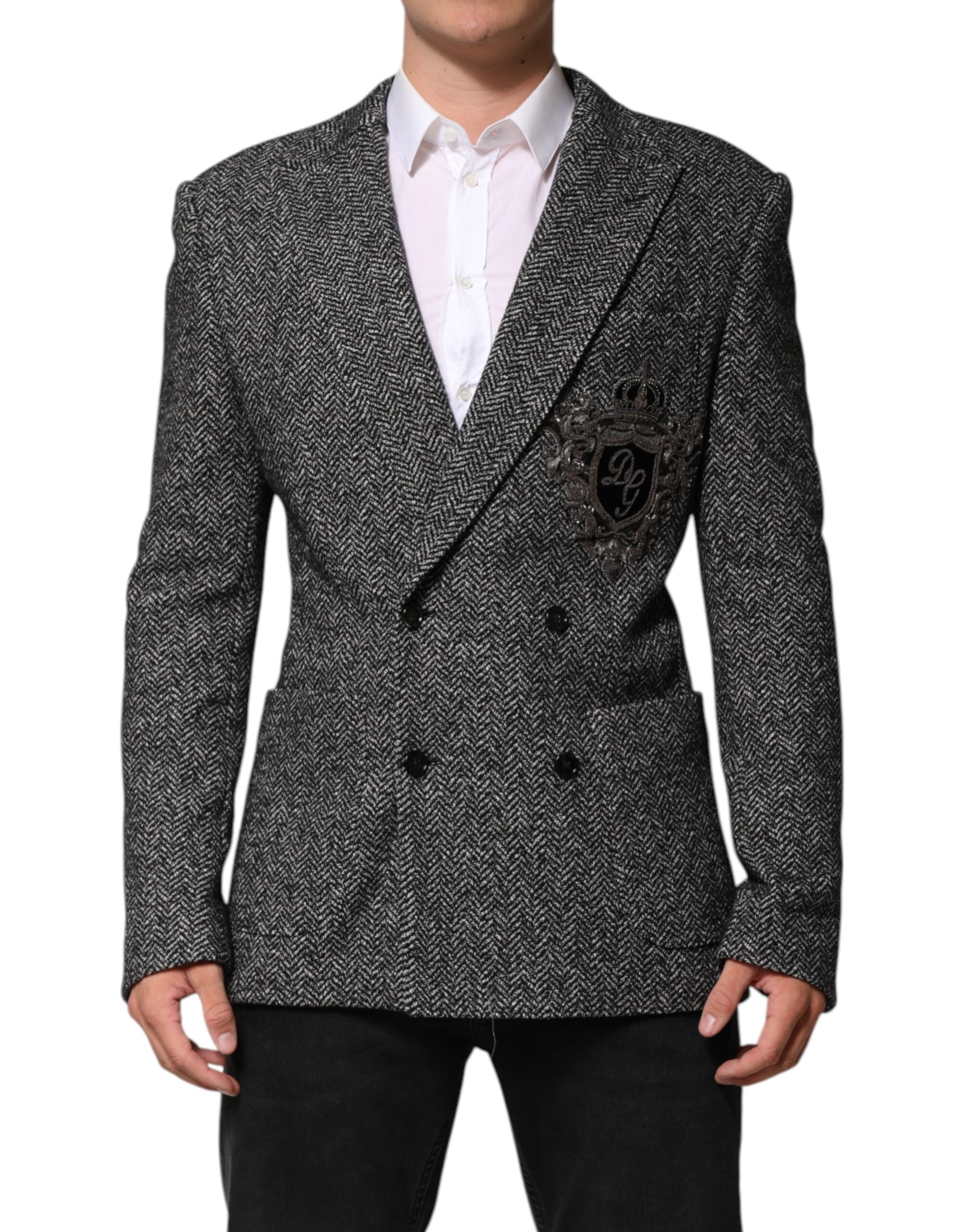 Black White Double Breasted Men Suit Blazer - ventzia