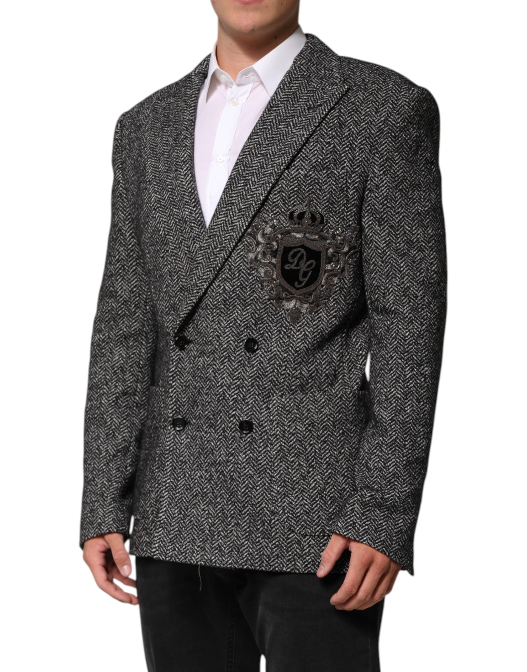 Black White Double Breasted Men Suit Blazer - ventzia