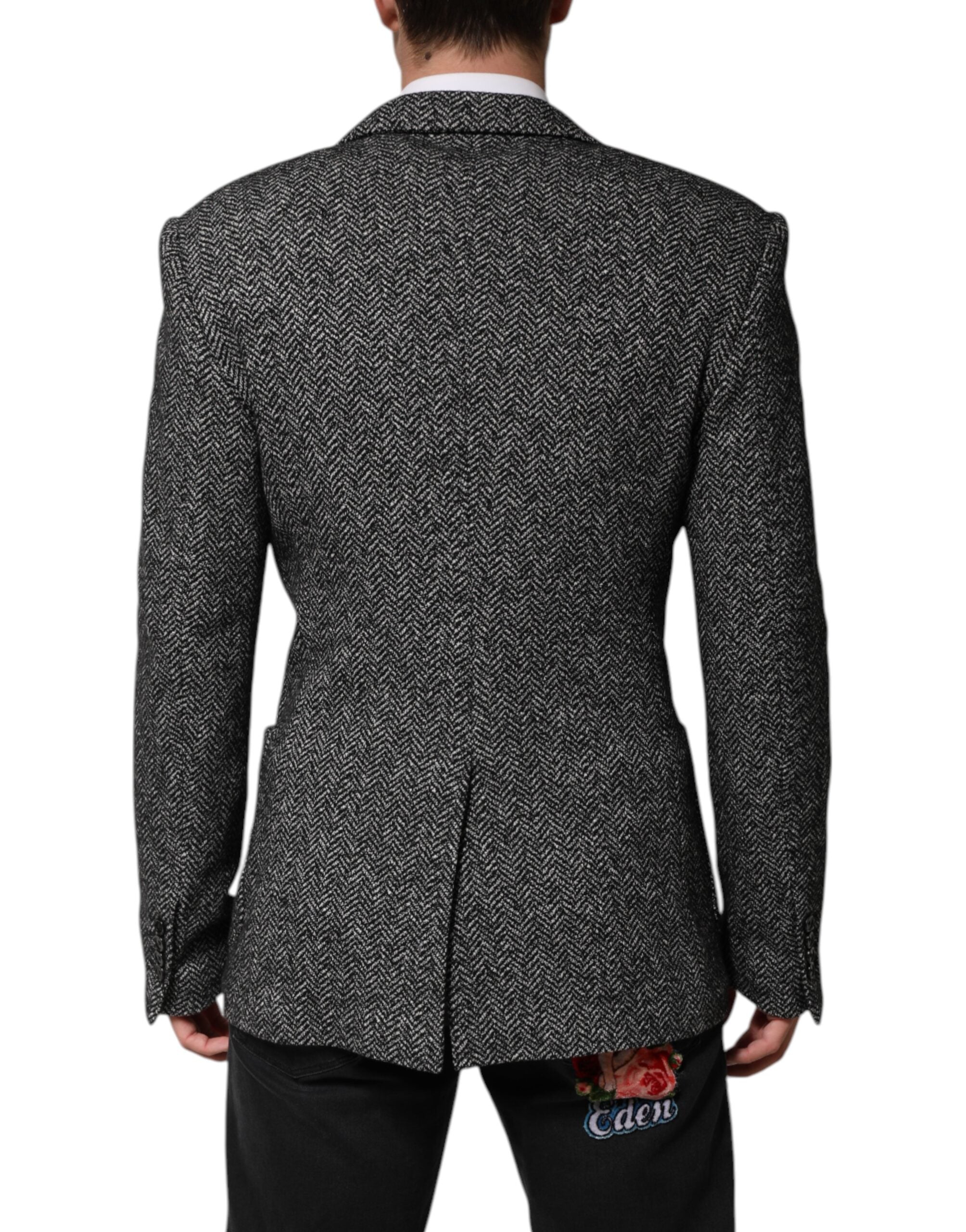 Black White Double Breasted Men Suit Blazer - ventzia