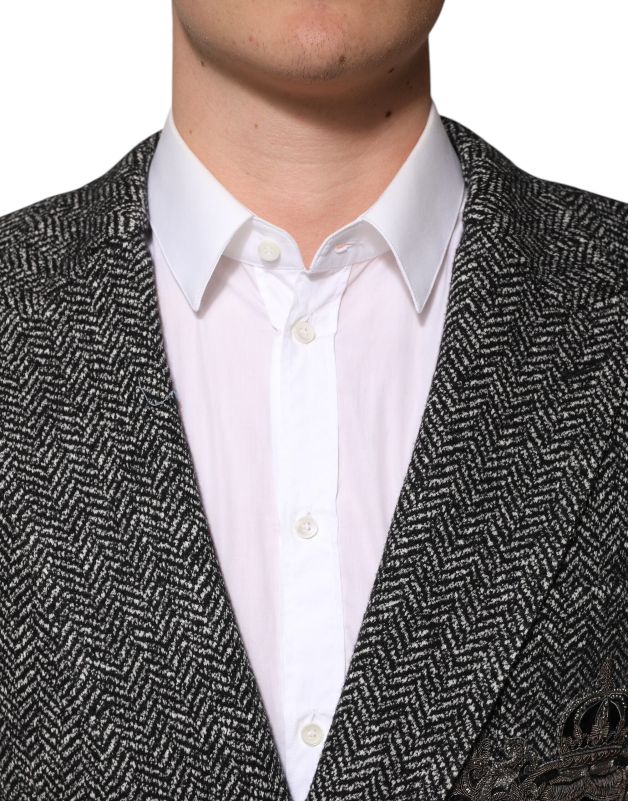 Black White Double Breasted Men Suit Blazer - ventzia