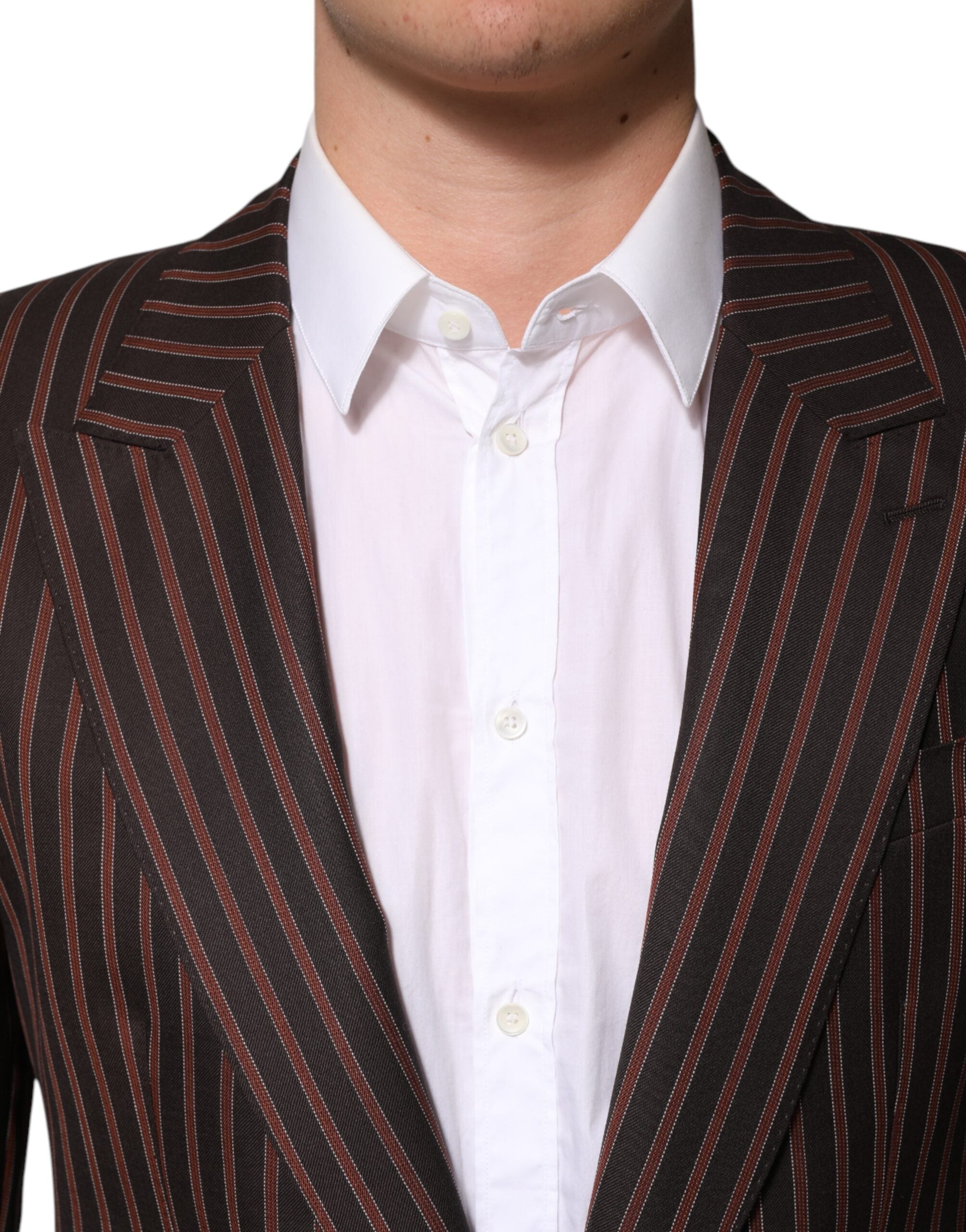 Black Brown Stripe Single Breasted Blazer - ventzia