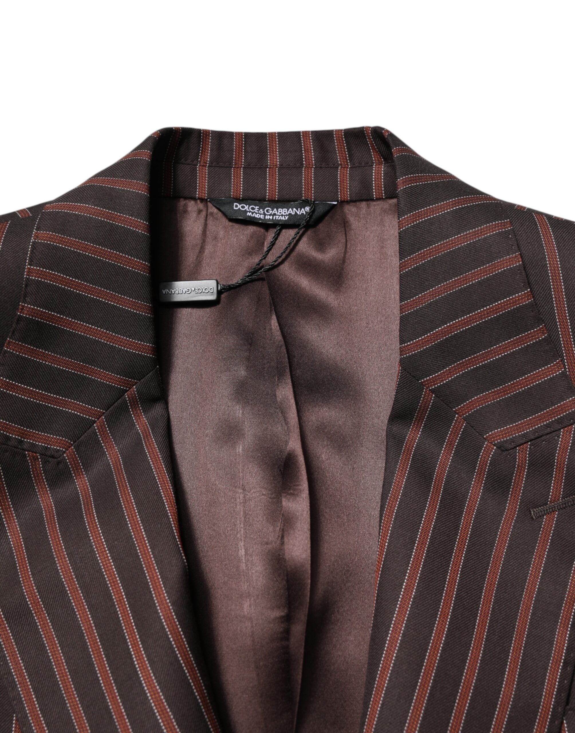 Black Brown Stripe Single Breasted Blazer - ventzia