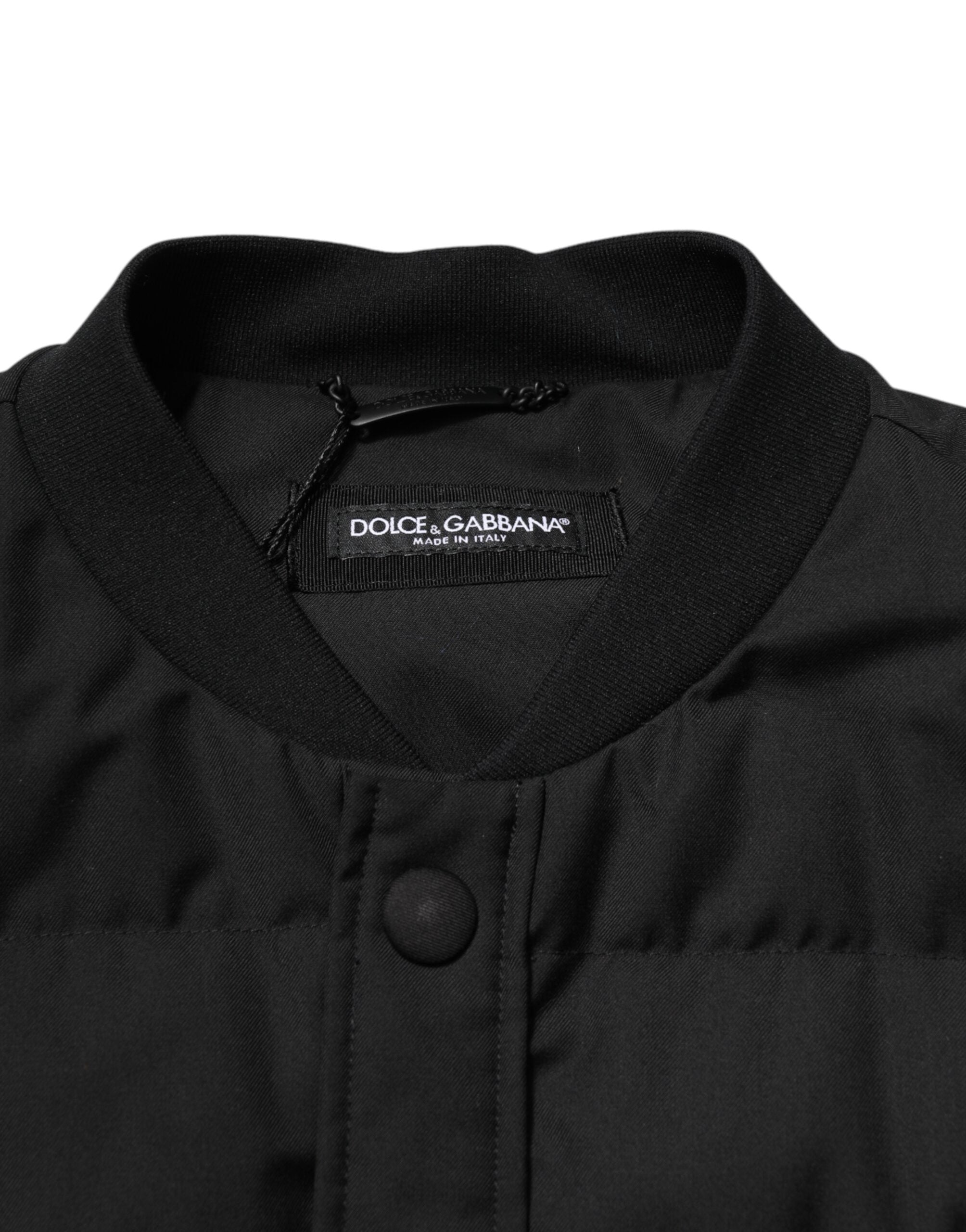 Black Sleeveless Parka Logo Plaque Jacket - ventzia