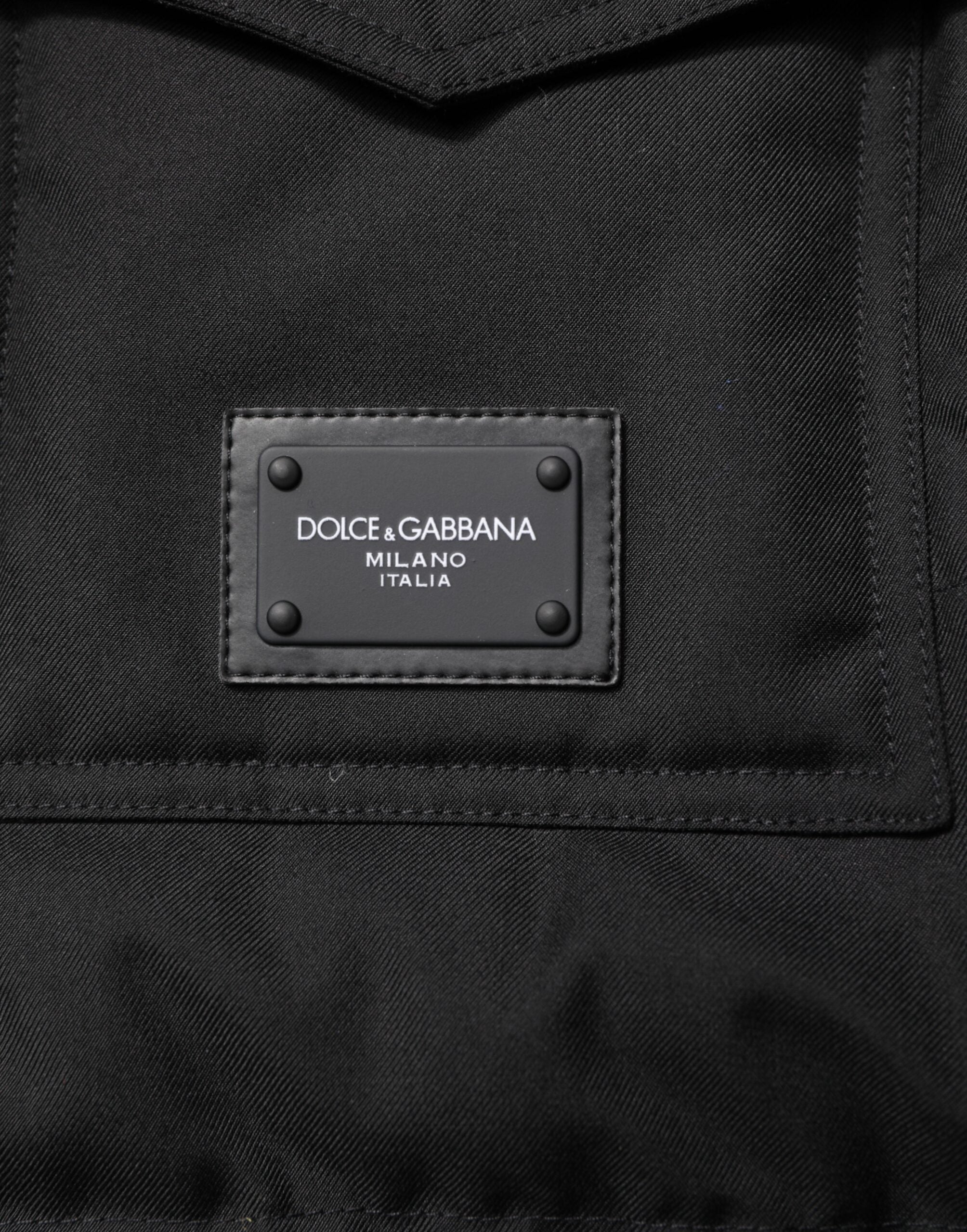 Black Sleeveless Parka Logo Plaque Jacket - ventzia