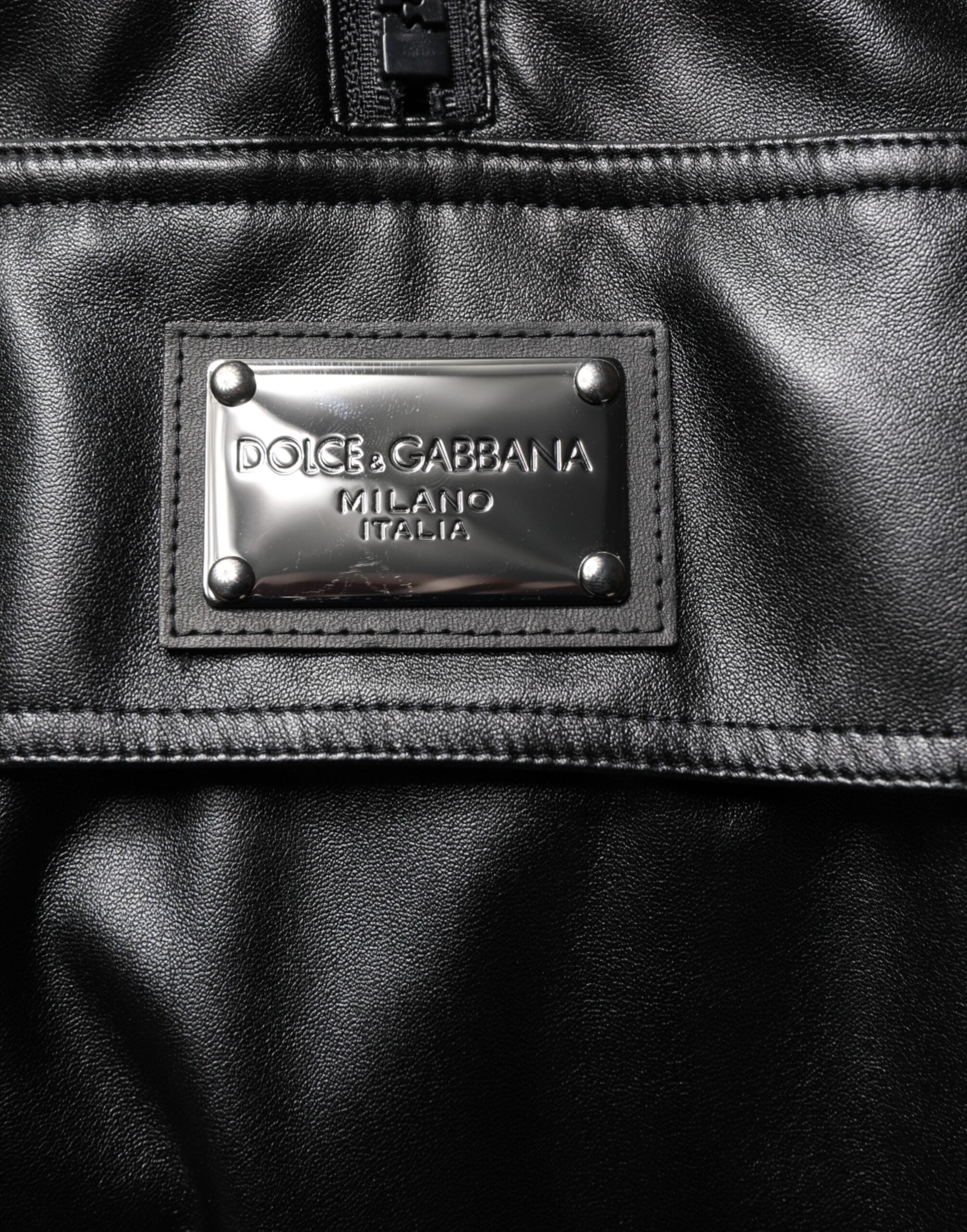 Black Polyester Logo Plaque Bomber Jacket - ventzia