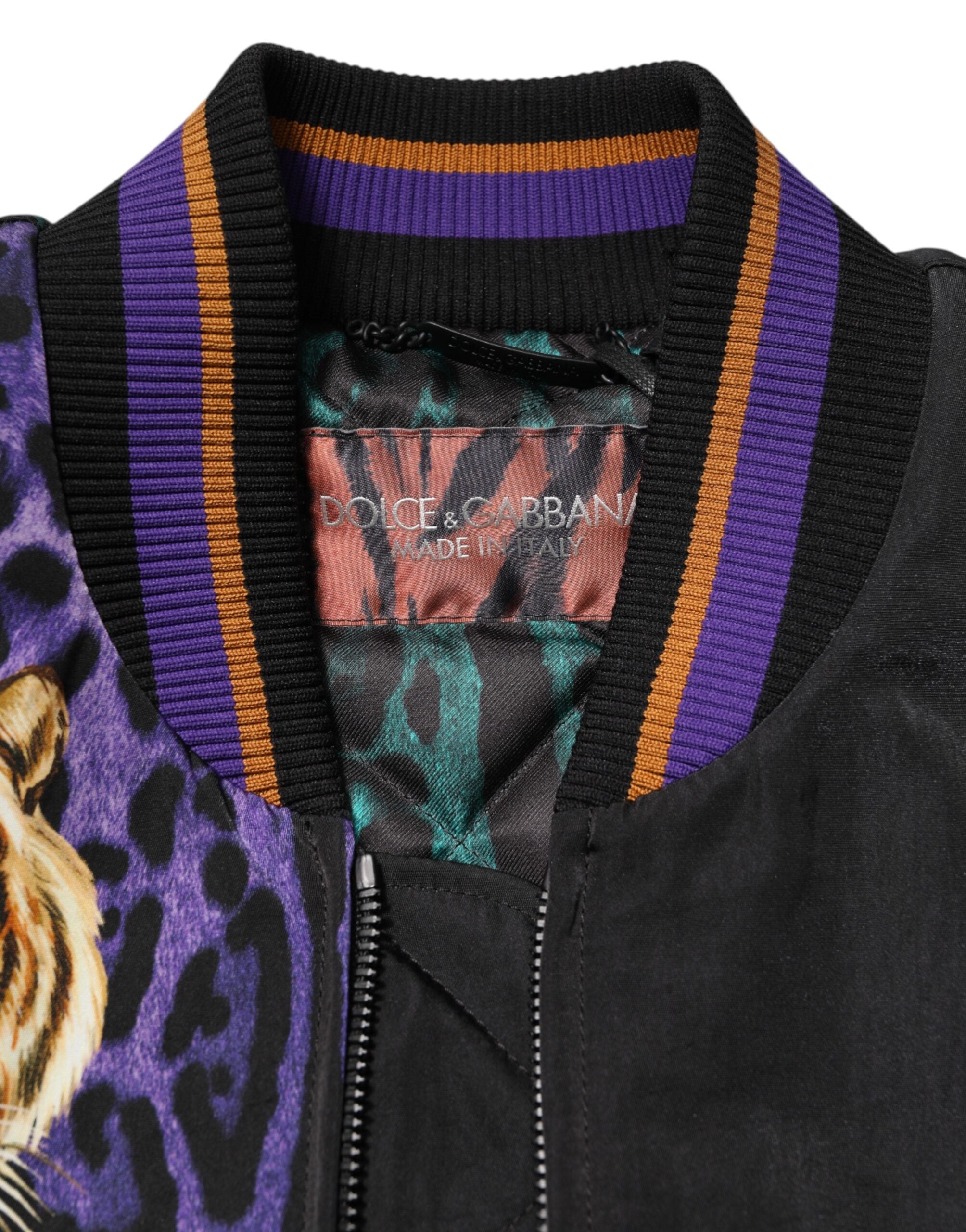 Multicolor Tiger Print Men Bomber Jacket - ventzia