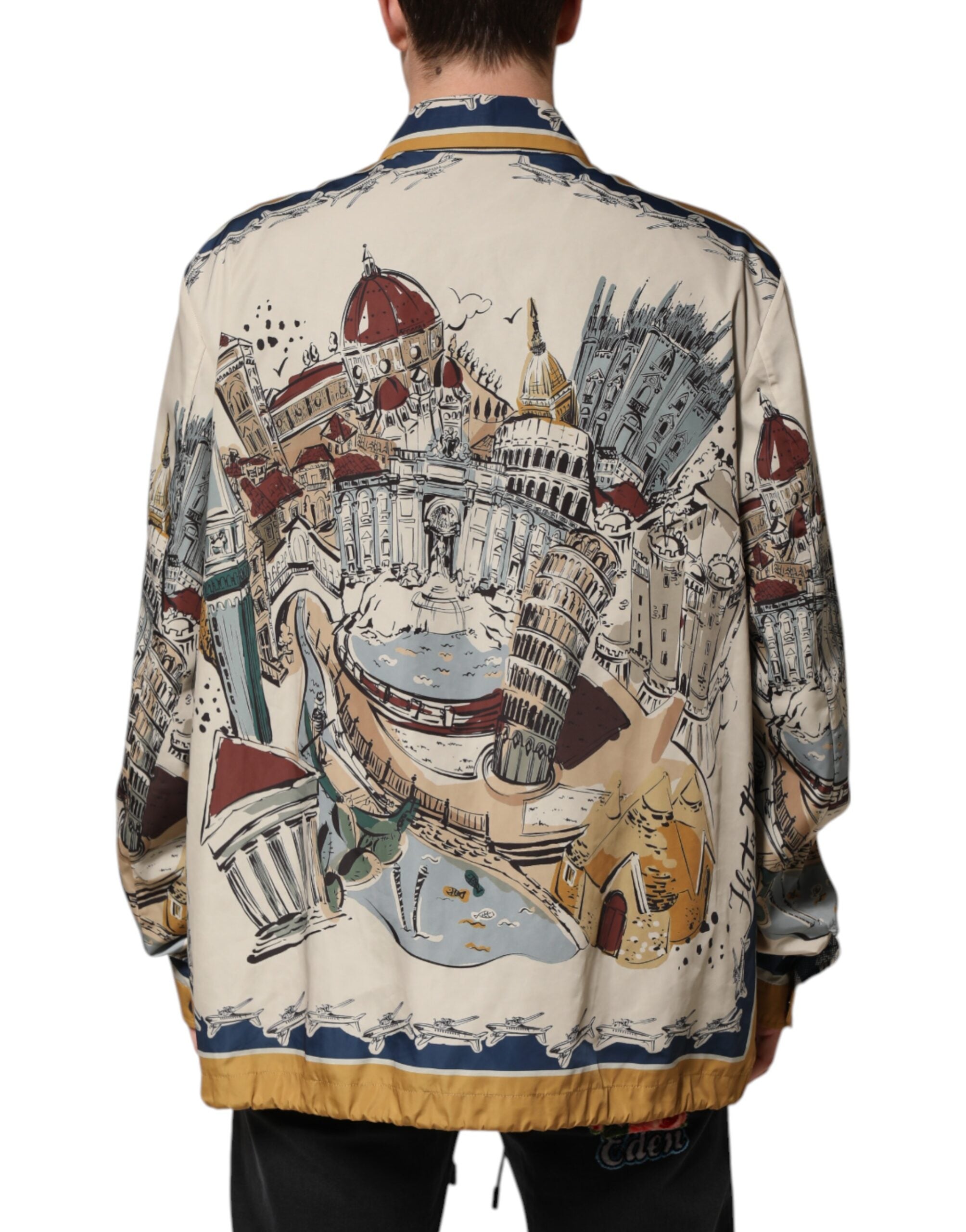 Multicolor Italian Motif Men Bomber Jacket - ventzia