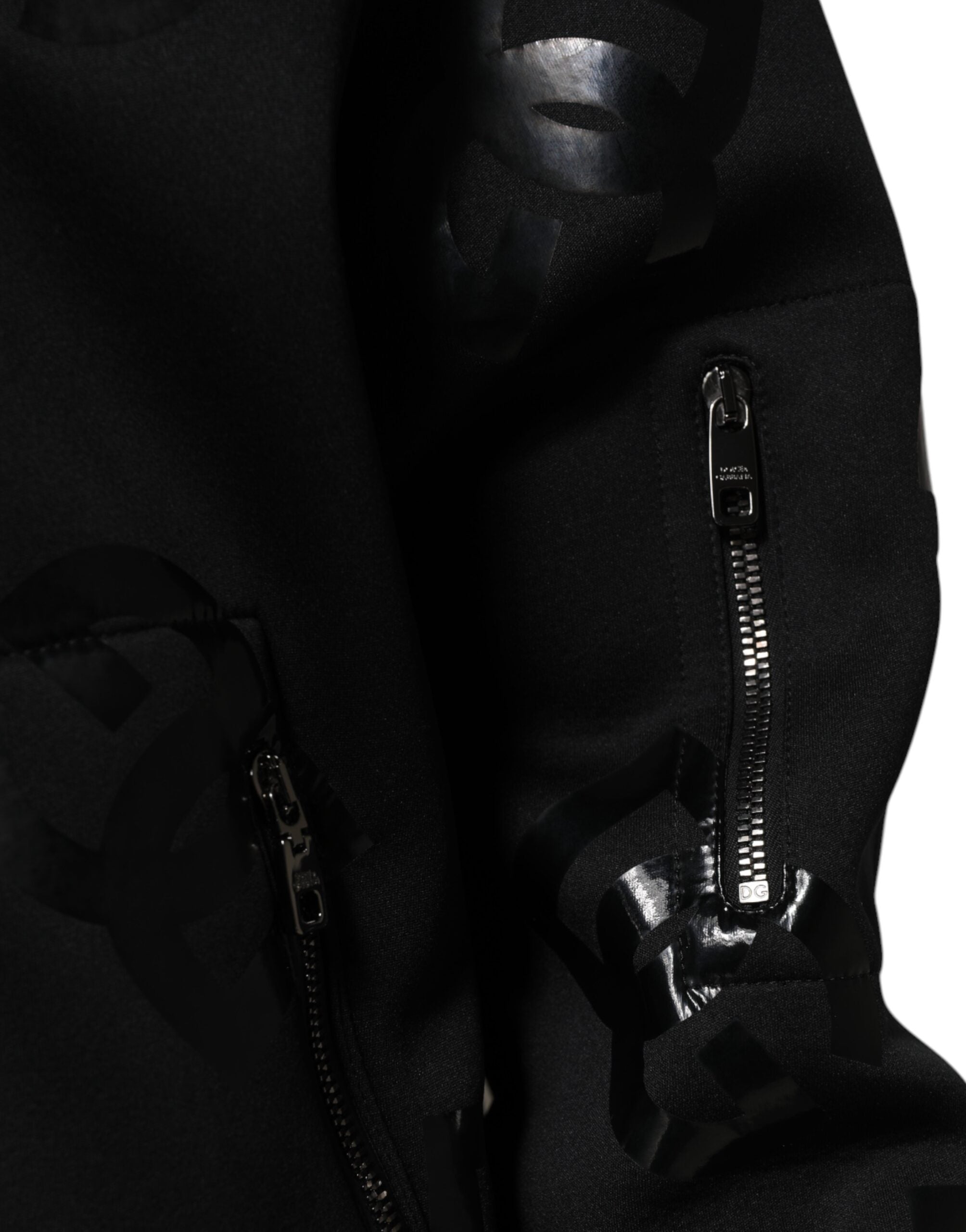 Black Wool Logo DG Mania Men Bomber Jacket - ventzia