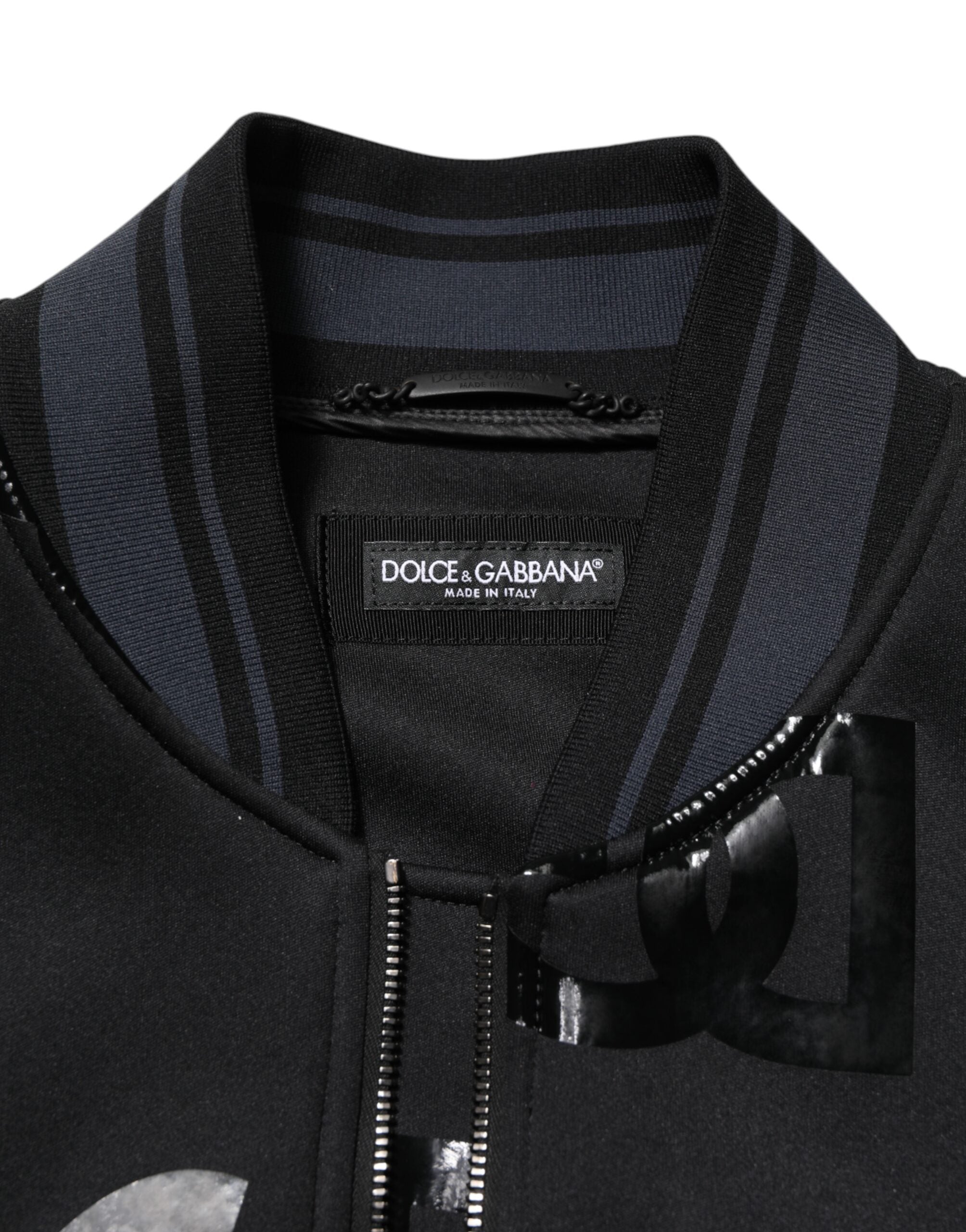 Black Wool Logo DG Mania Men Bomber Jacket - ventzia