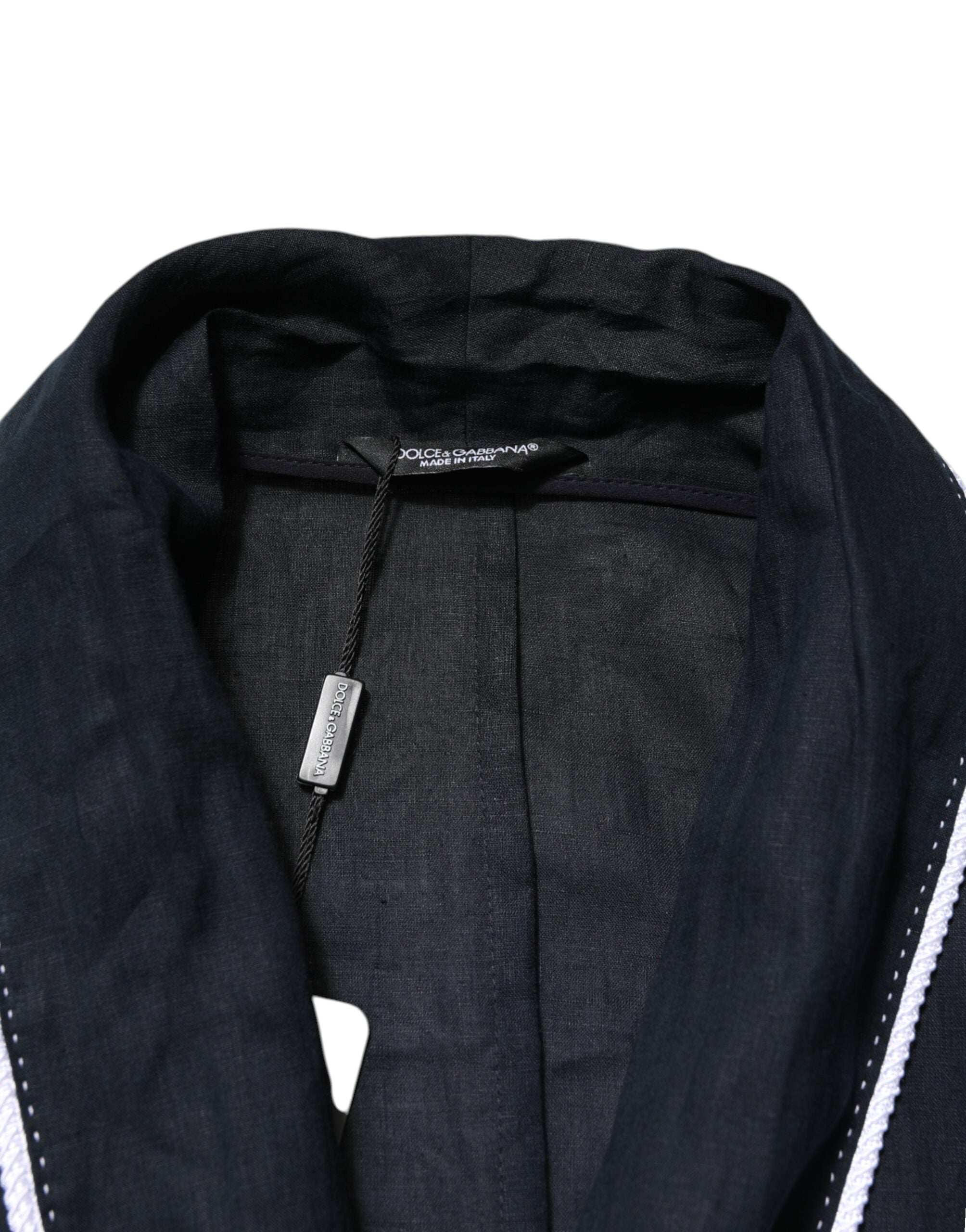 Dark Blue DG Embroidery Jacket Robe Blazer - ventzia