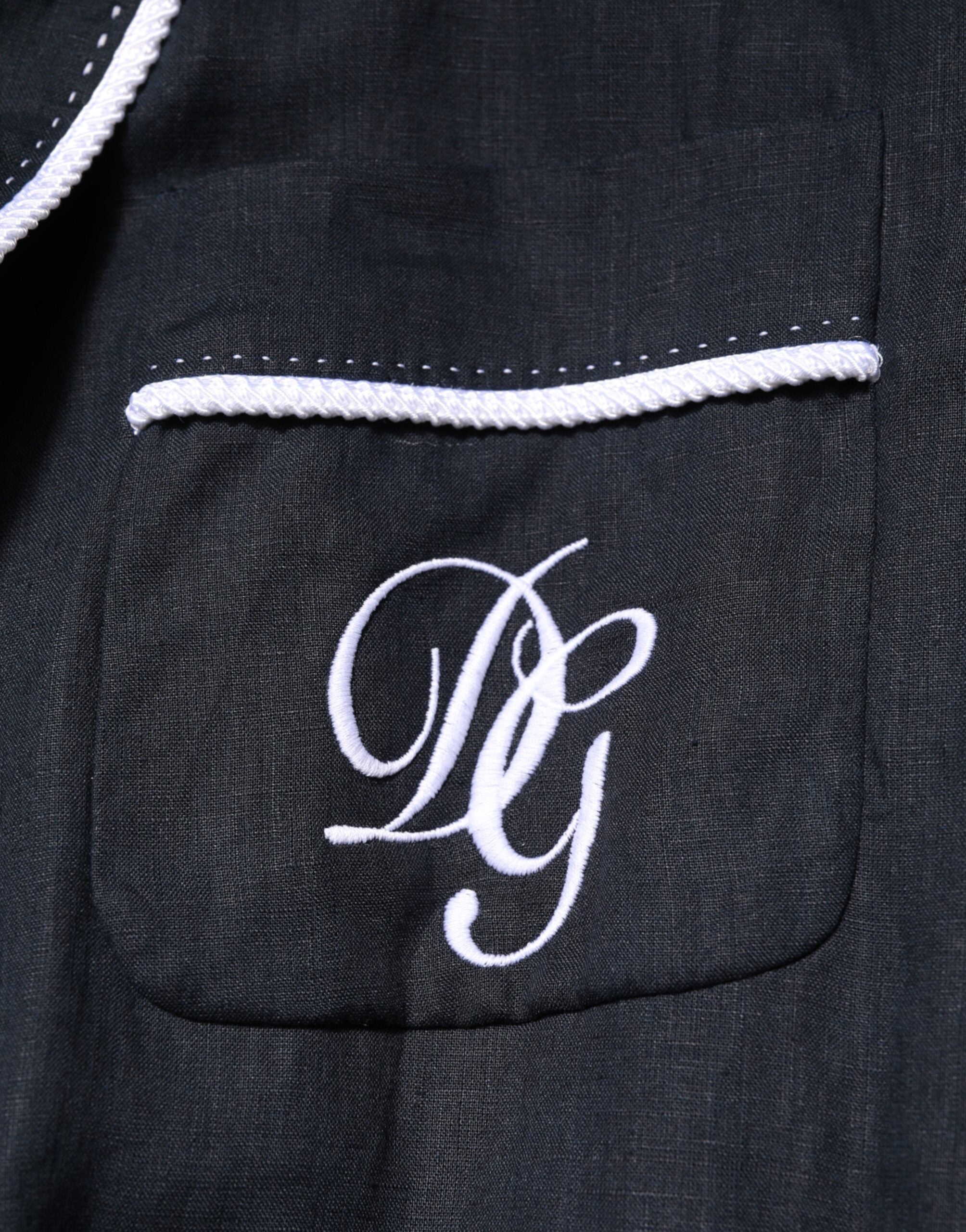 Dark Blue DG Embroidery Jacket Robe Blazer - ventzia