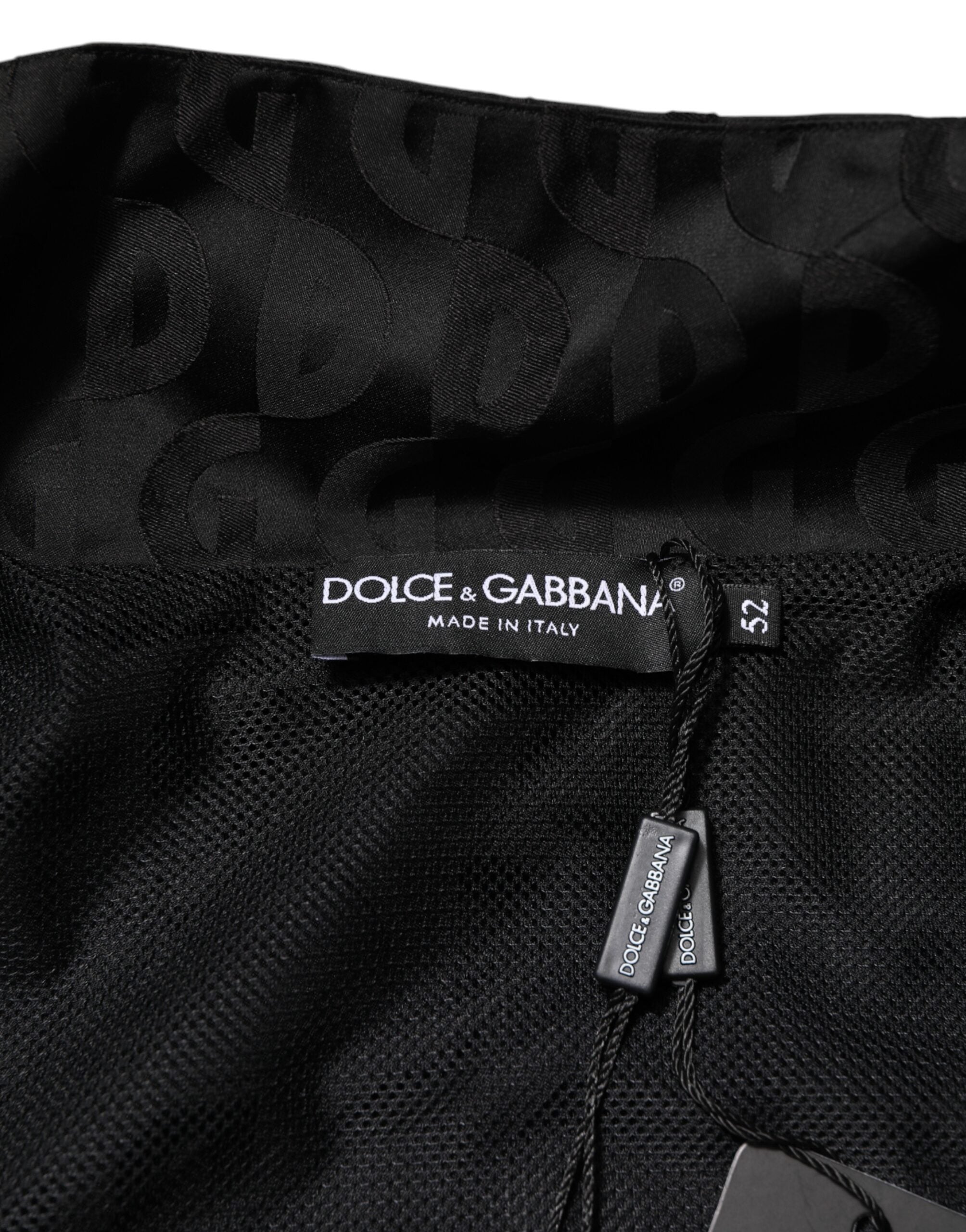 Black Jacquard Men Full Zip Bomber Sweater - ventzia