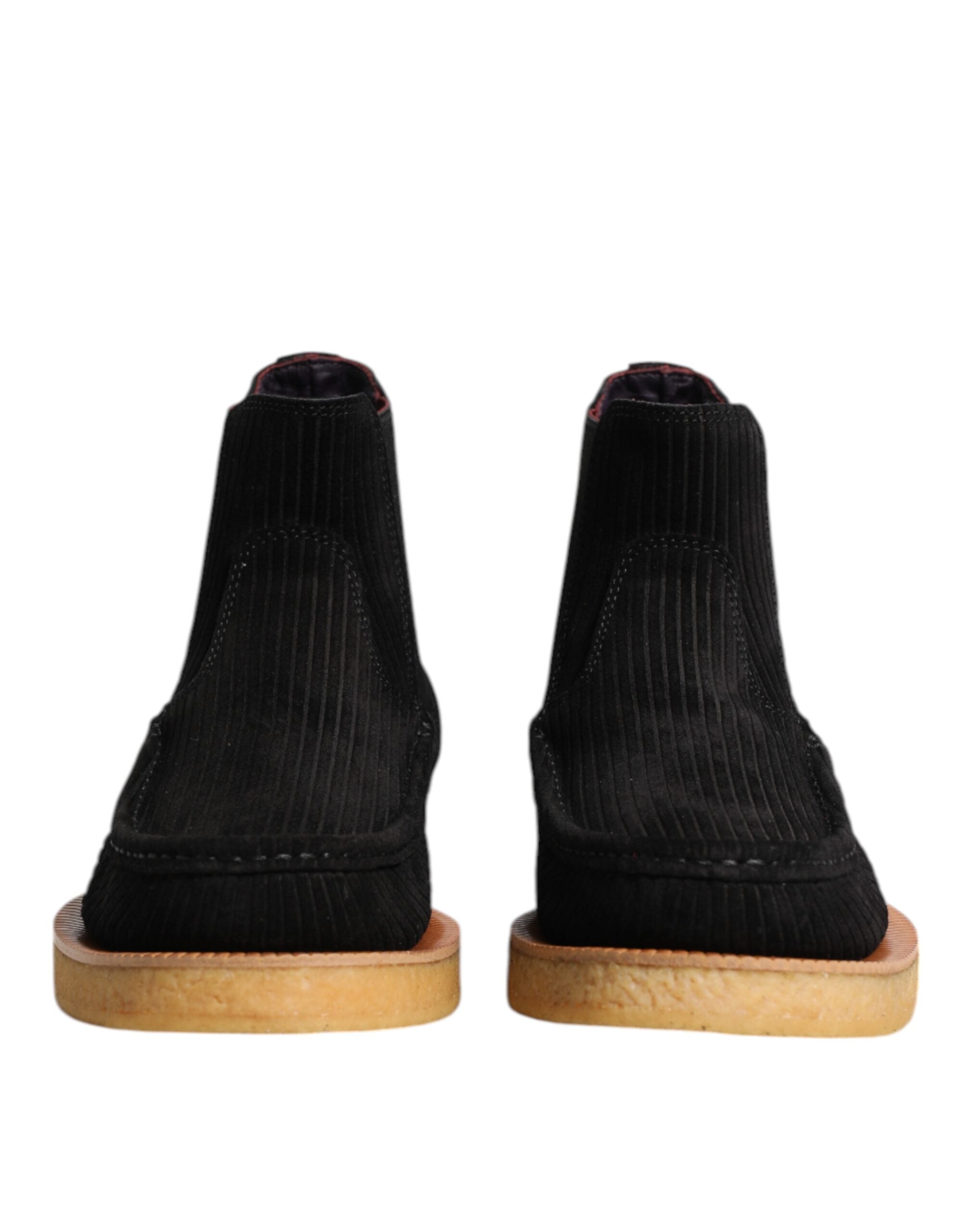 Black Calf Suede Slip On Ankle Boots Shoes - ventzia