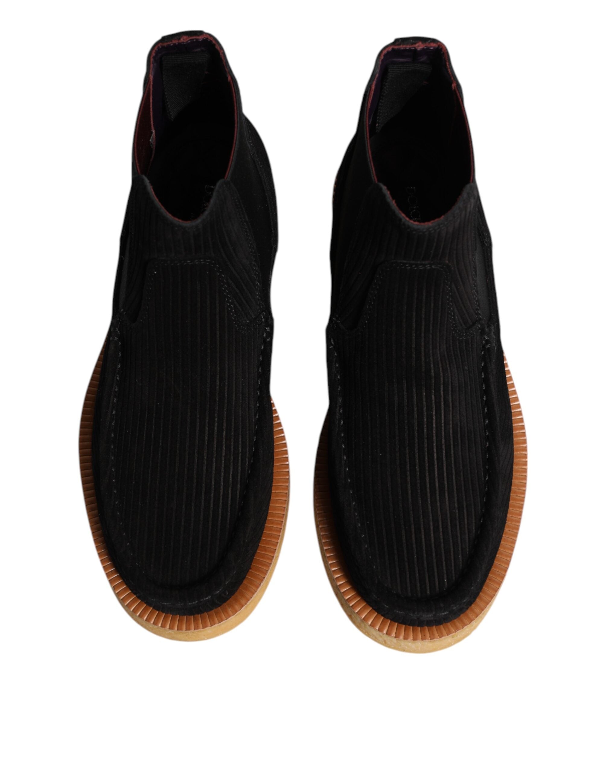 Black Calf Suede Slip On Ankle Boots Shoes - ventzia