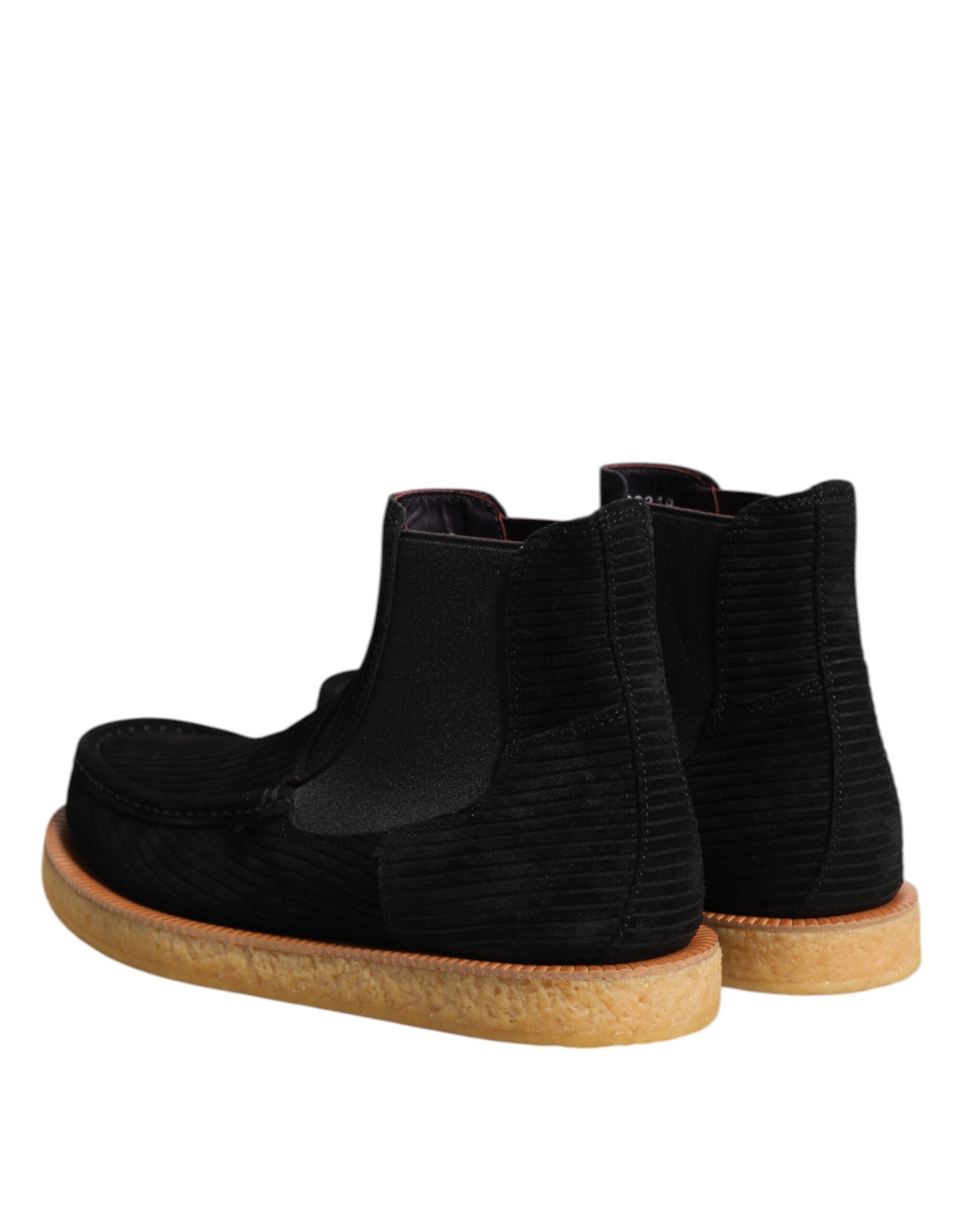 Black Calf Suede Slip On Ankle Boots Shoes - ventzia