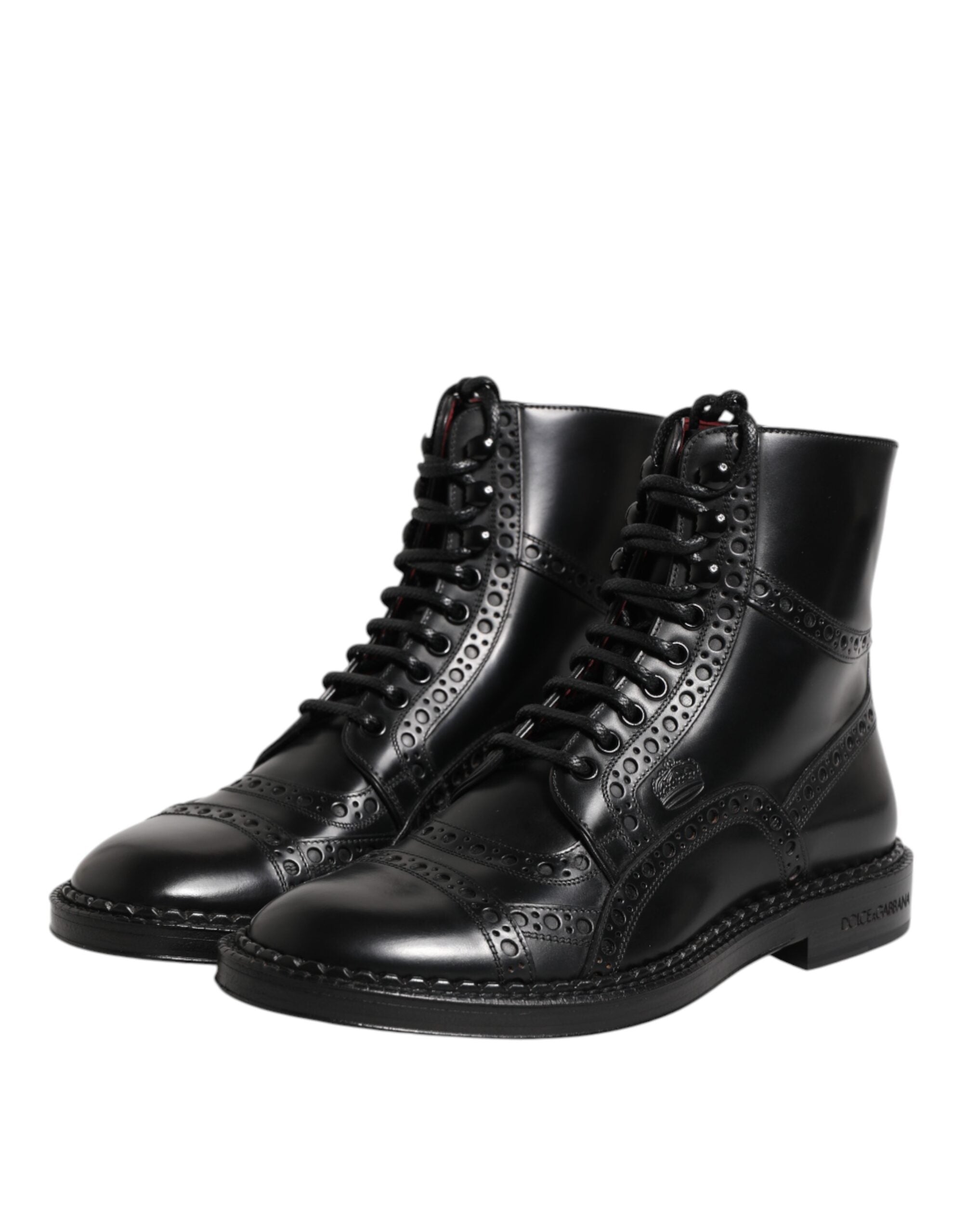 Black Leather Lace Up Mid Calf Boots Shoes - ventzia