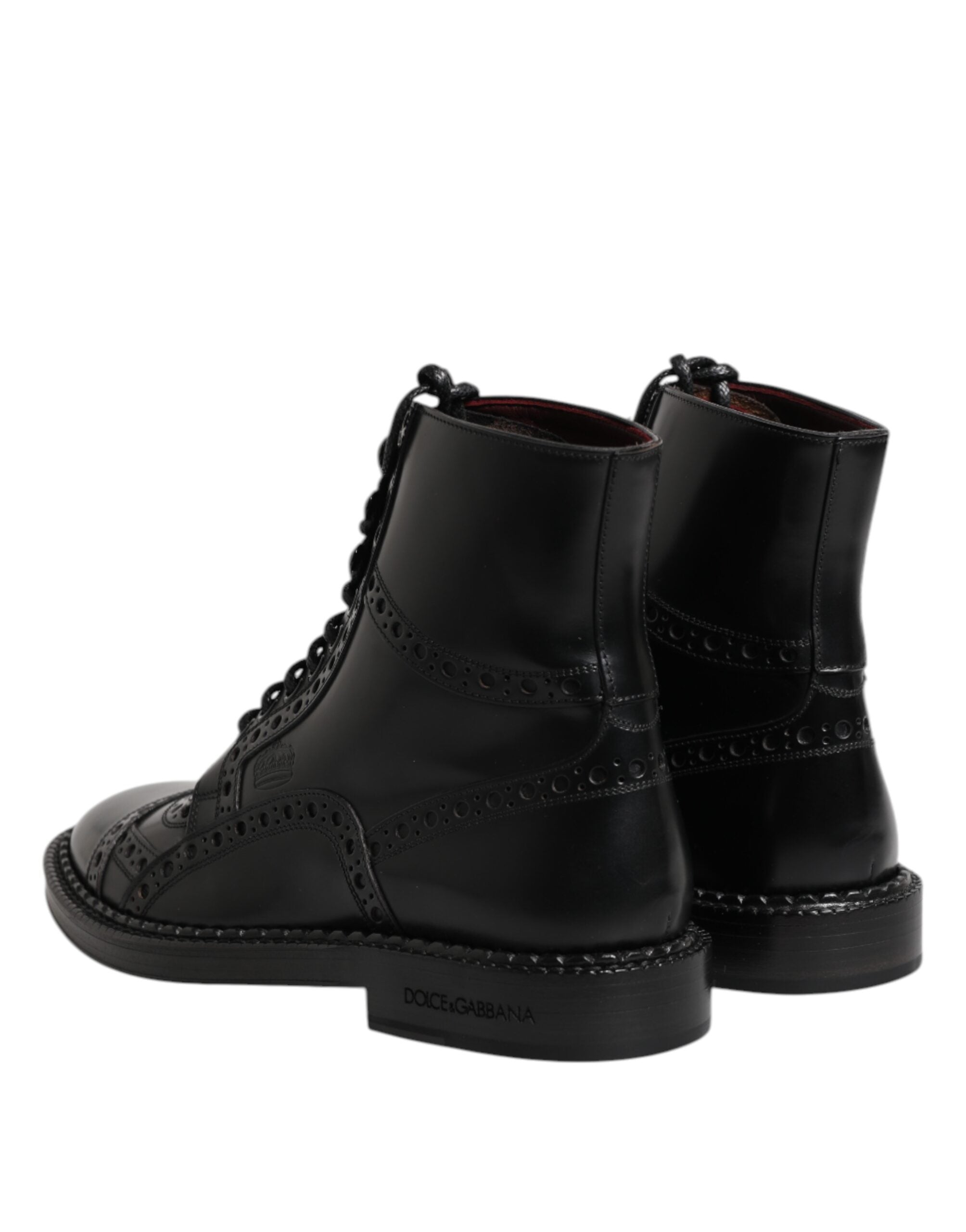 Black Leather Lace Up Mid Calf Boots Shoes - ventzia