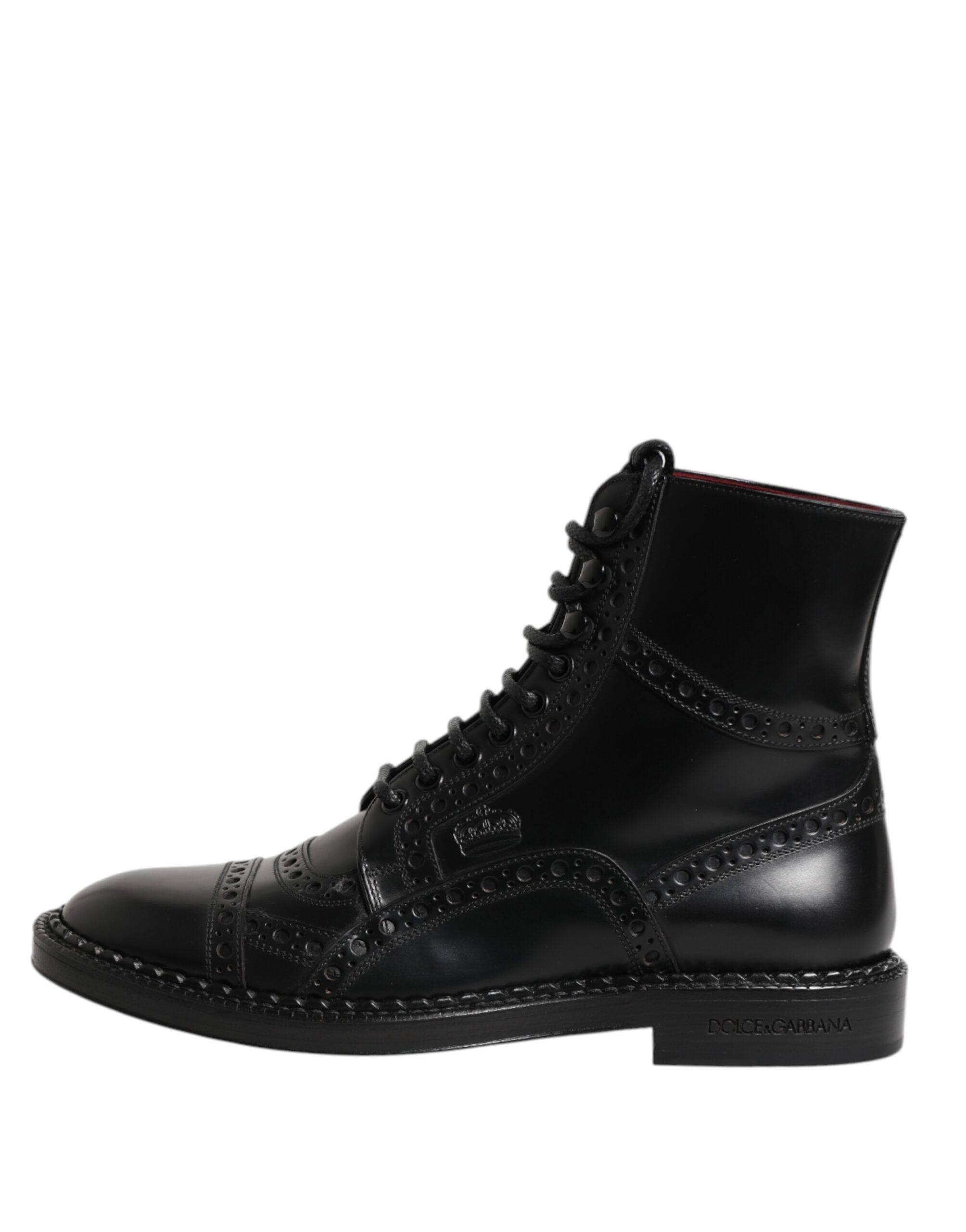 Black Leather Lace Up Mid Calf Boots Shoes - ventzia