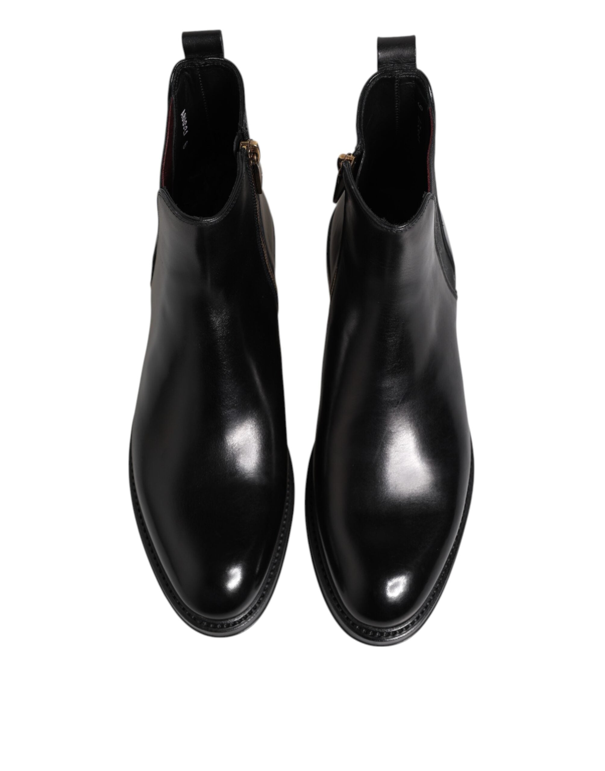 Black Chelsea Leather Mid Calf Boots Shoes - ventzia
