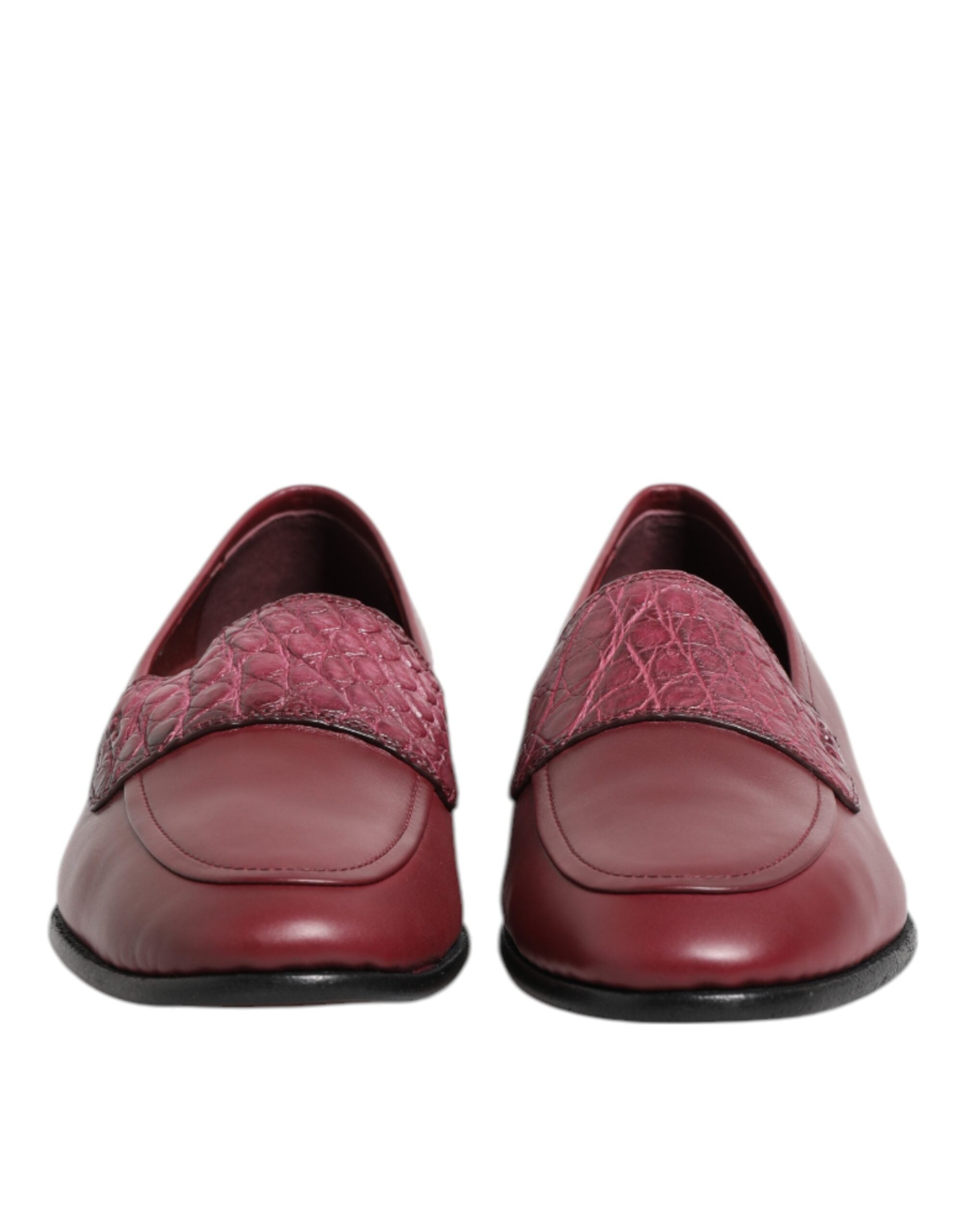 Burgundy Leather Formal Slip On Shoes - ventzia
