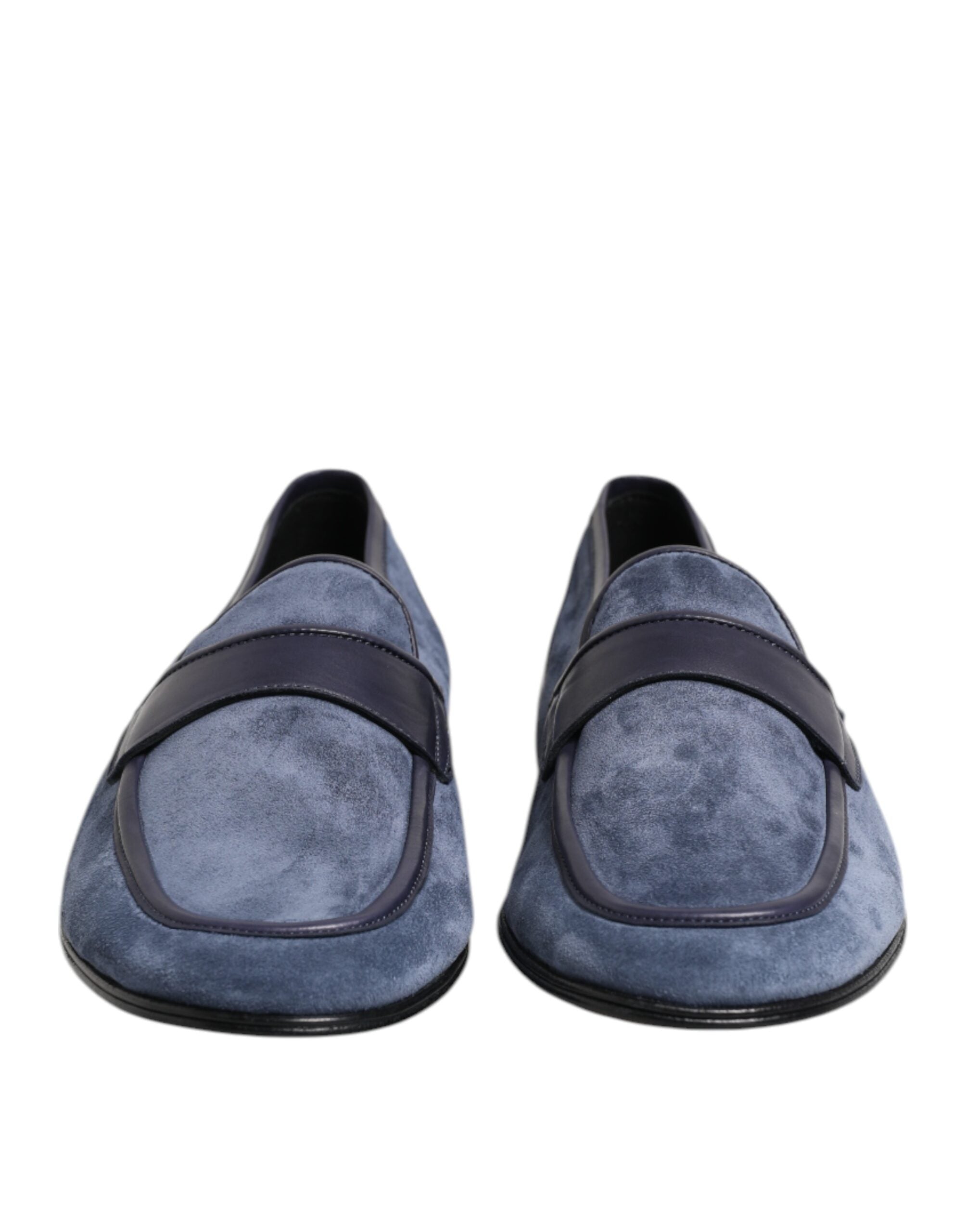 Blue Suede Leather Loafers Moccasin Shoes - ventzia