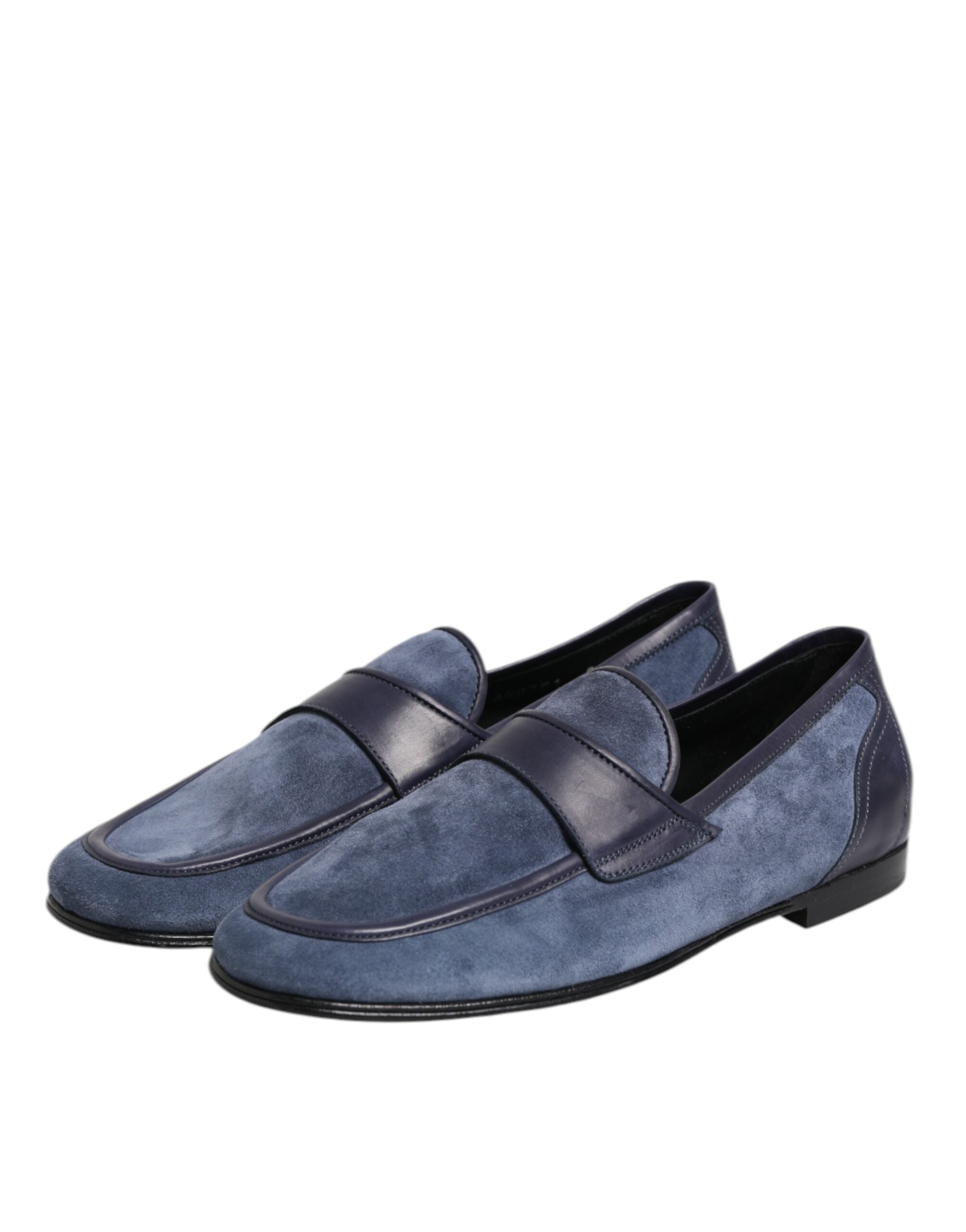 Blue Suede Leather Loafers Moccasin Shoes - ventzia