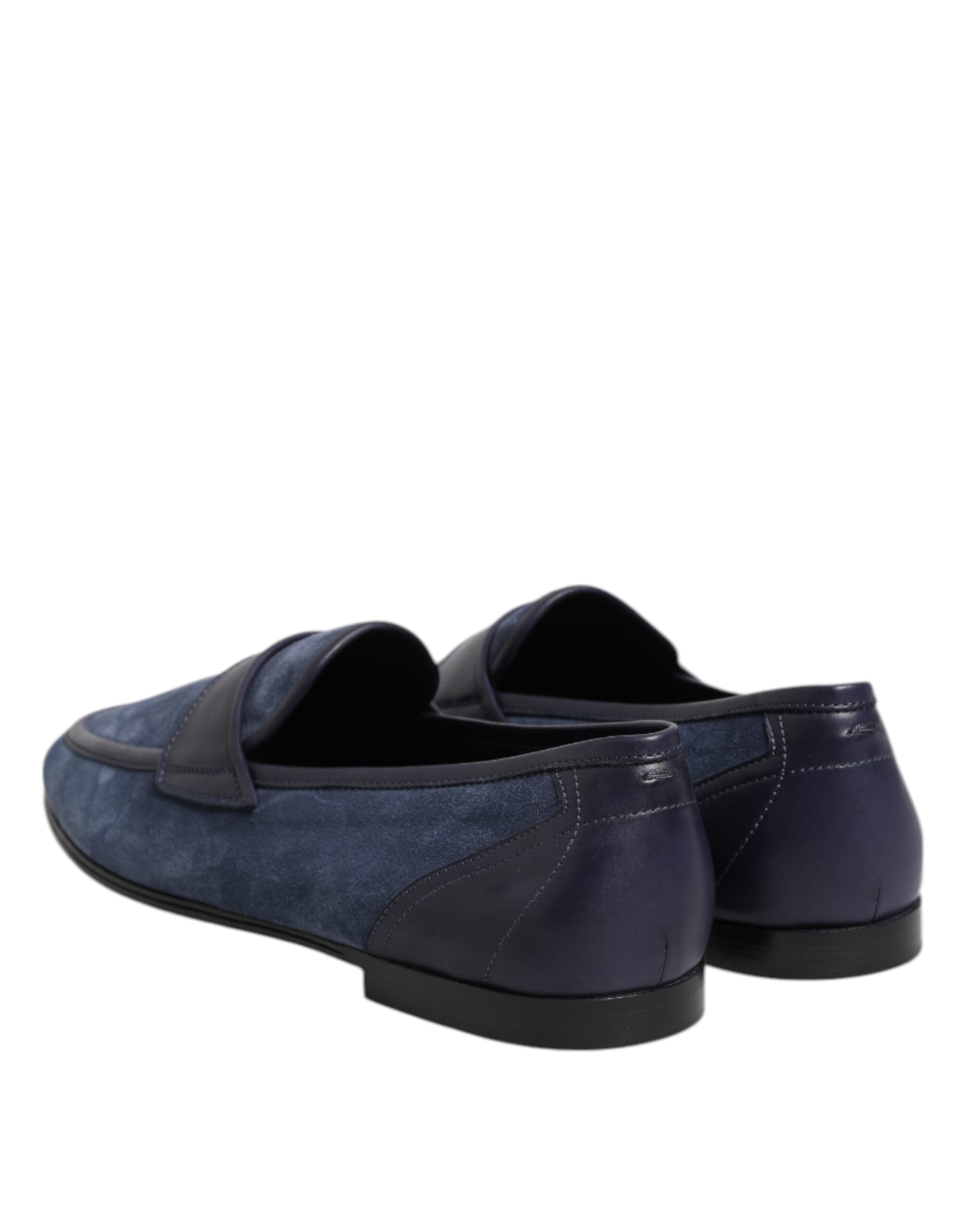 Blue Suede Leather Loafers Moccasin Shoes - ventzia