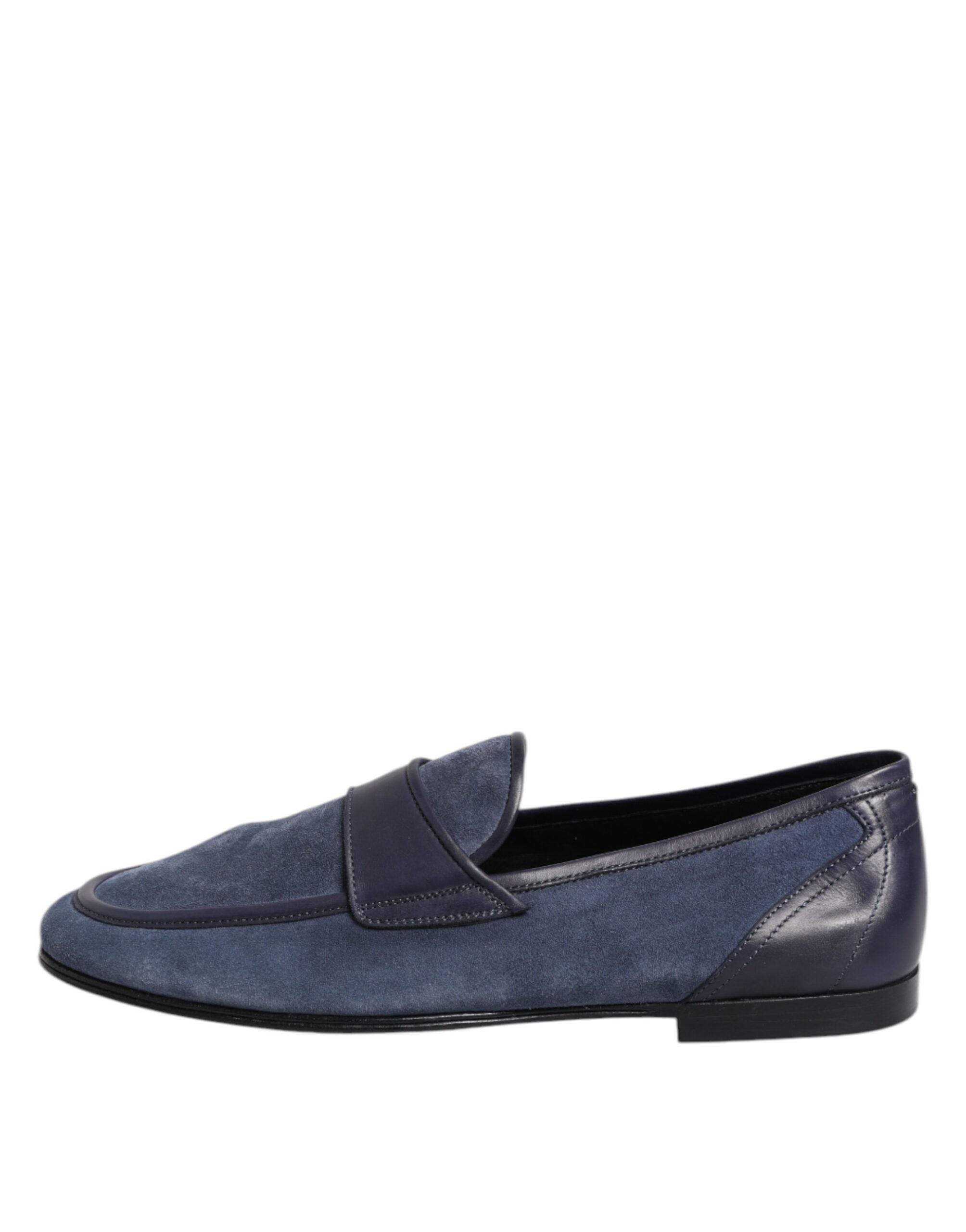 Blue Suede Leather Loafers Moccasin Shoes - ventzia