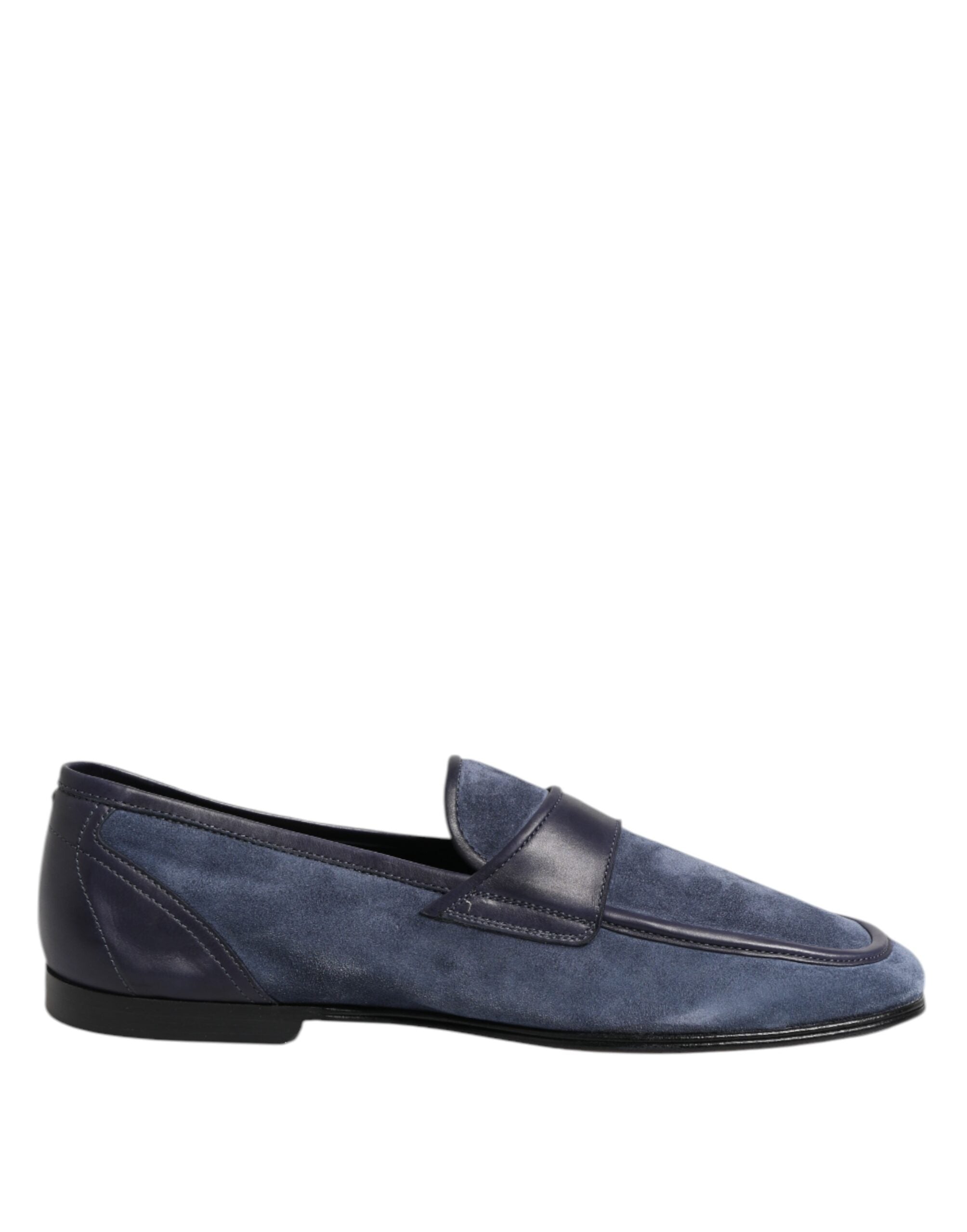 Blue Suede Leather Loafers Moccasin Shoes - ventzia