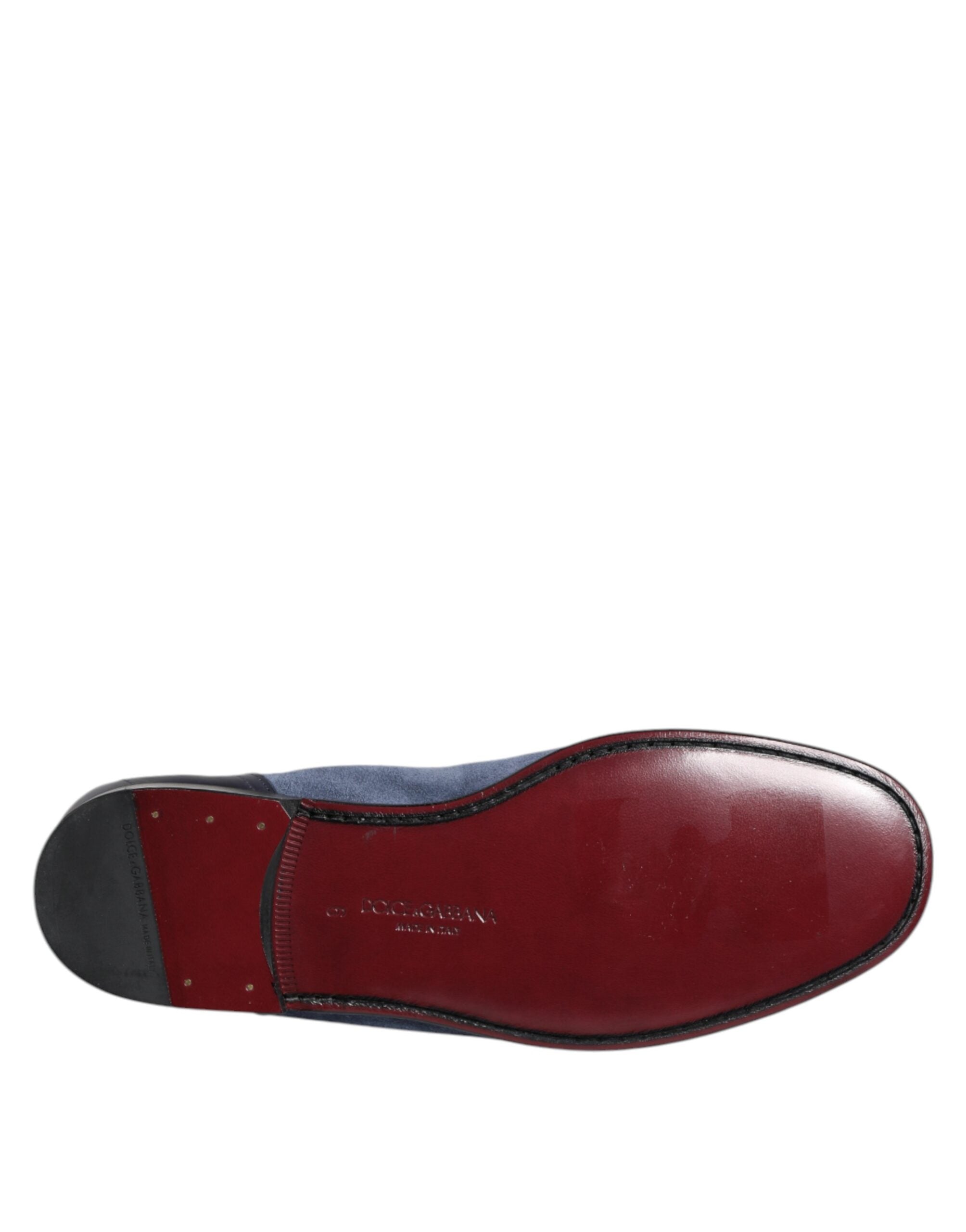 Blue Suede Leather Loafers Moccasin Shoes - ventzia