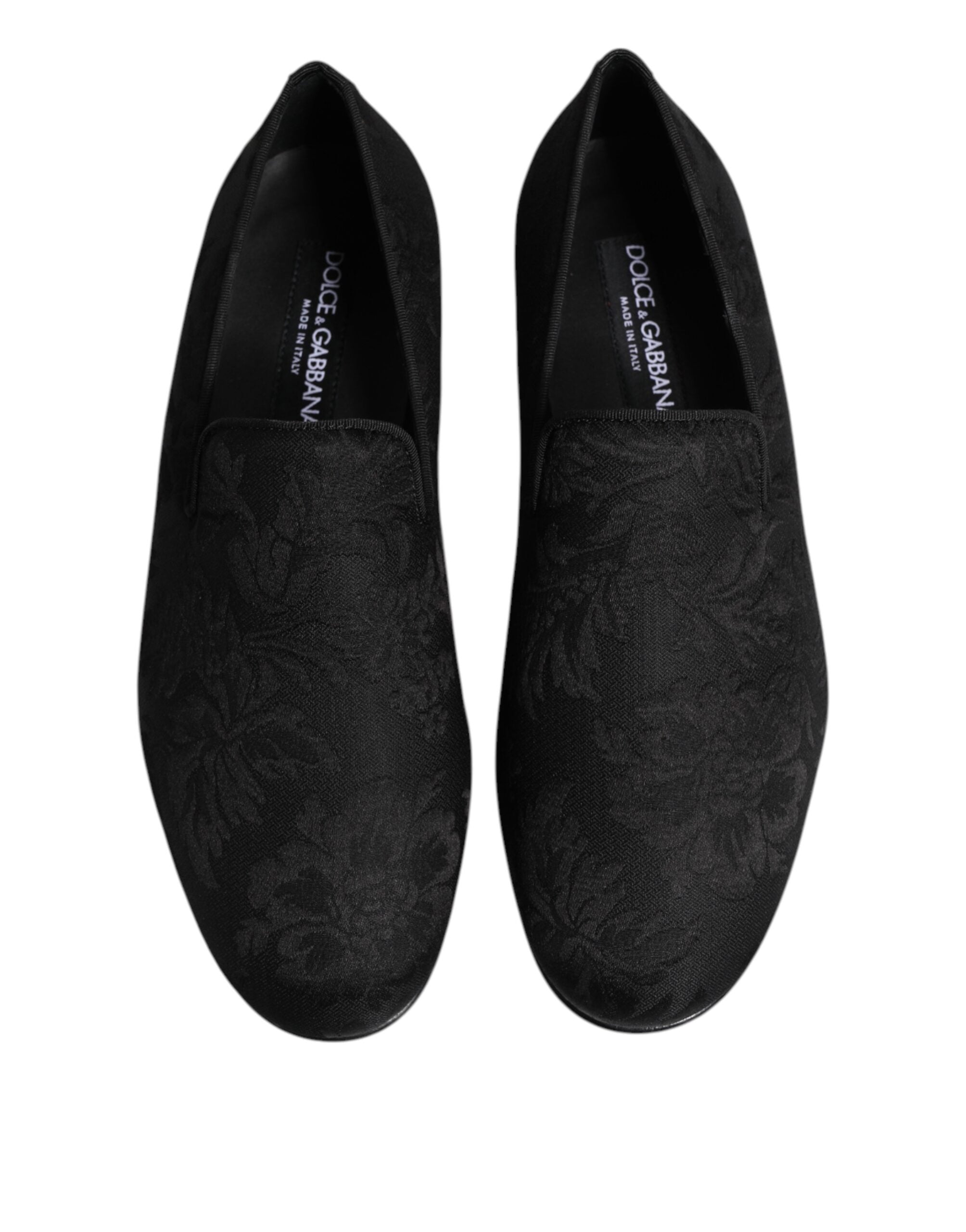 Black Floral Brocade Loafers Men Dress Shoes - ventzia