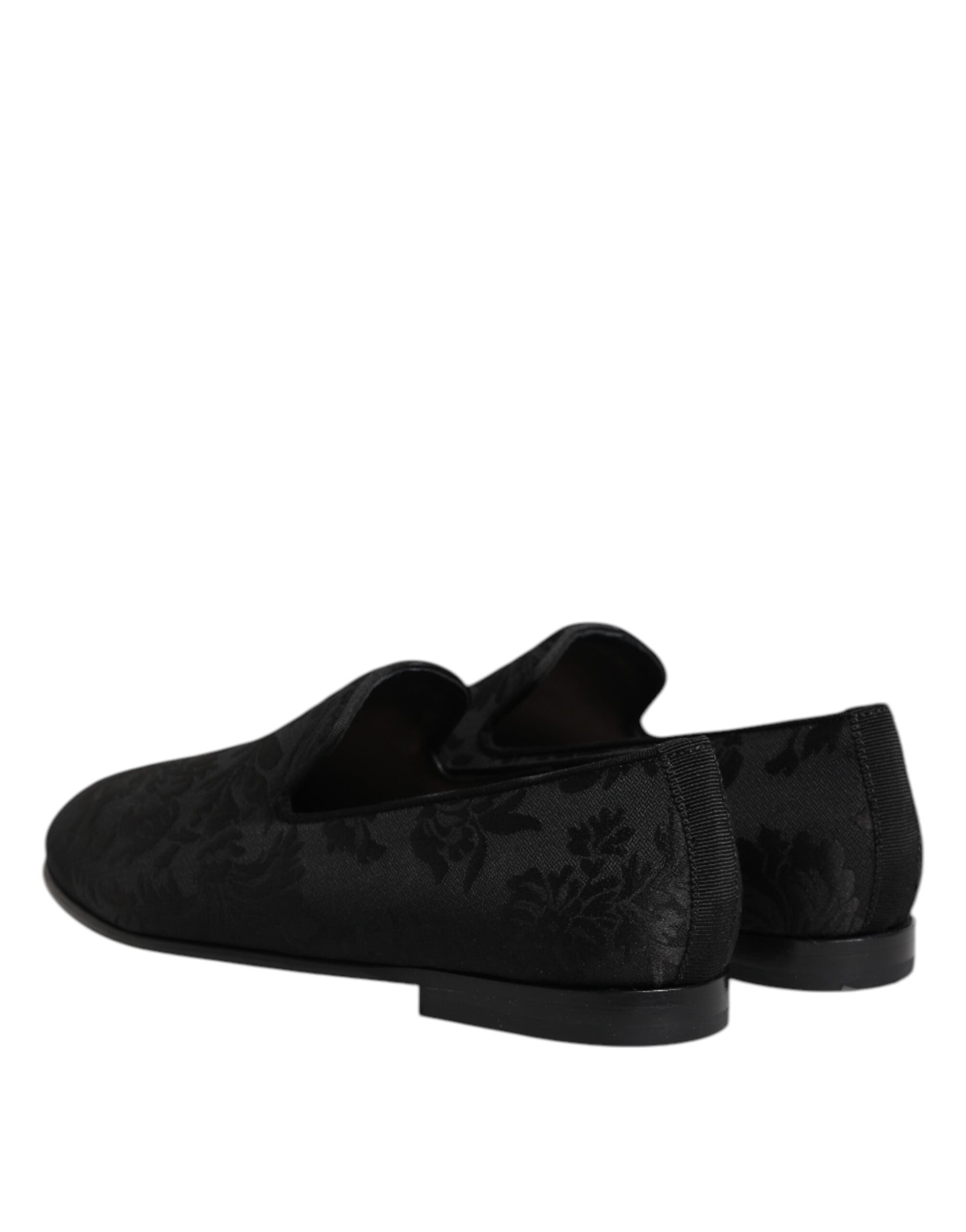 Black Floral Brocade Loafers Men Dress Shoes - ventzia