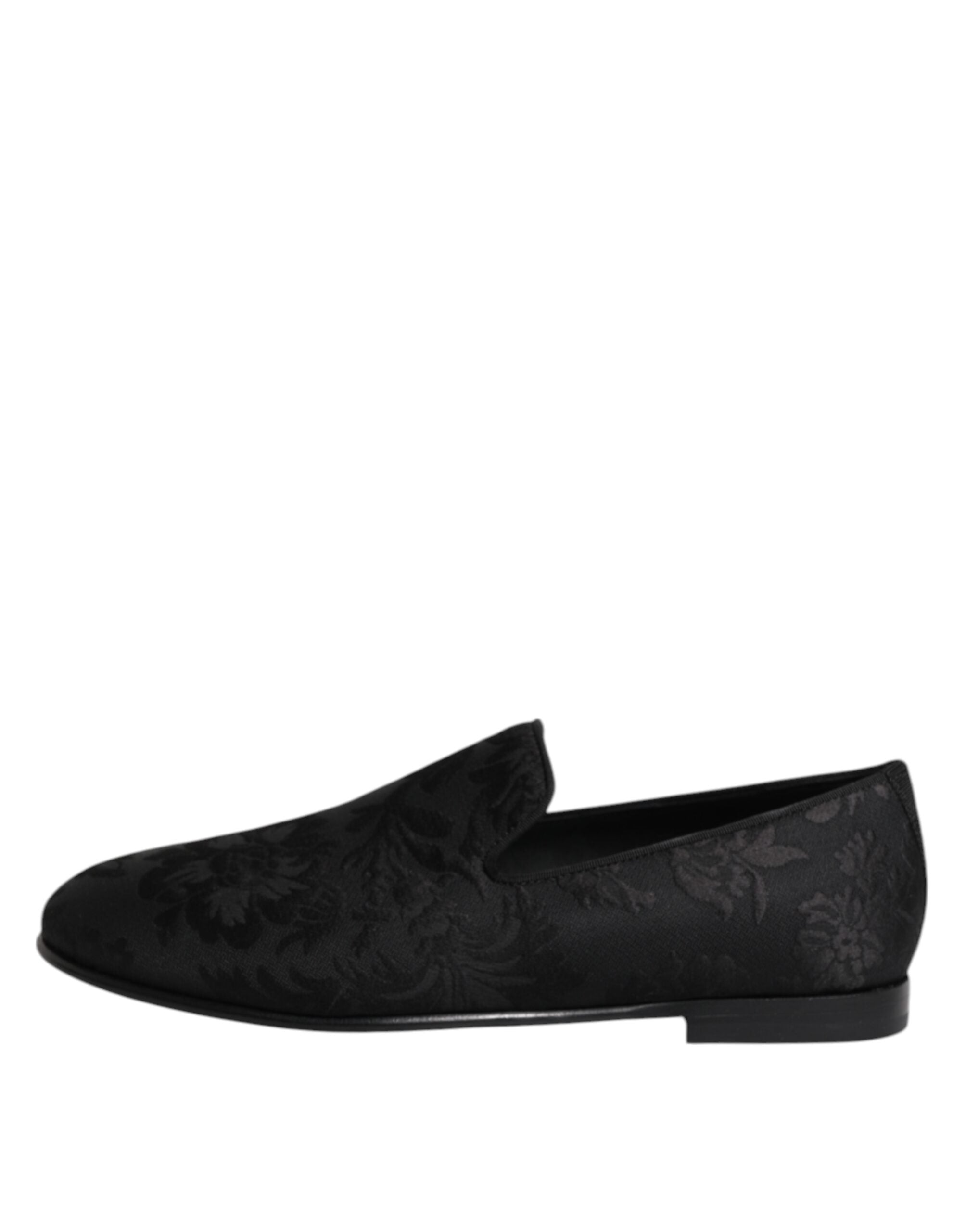 Black Floral Brocade Loafers Men Dress Shoes - ventzia