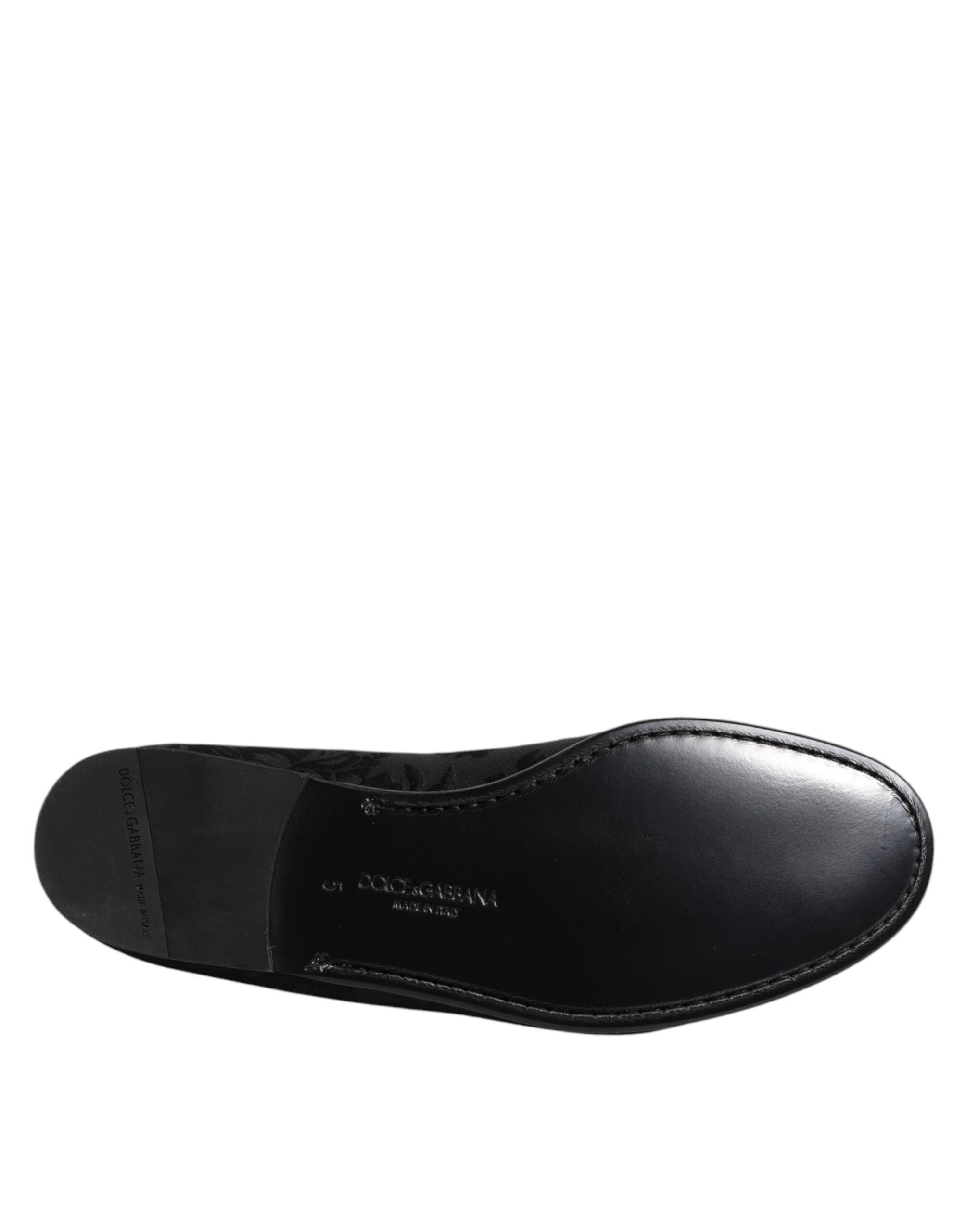 Black Floral Brocade Loafers Men Dress Shoes - ventzia