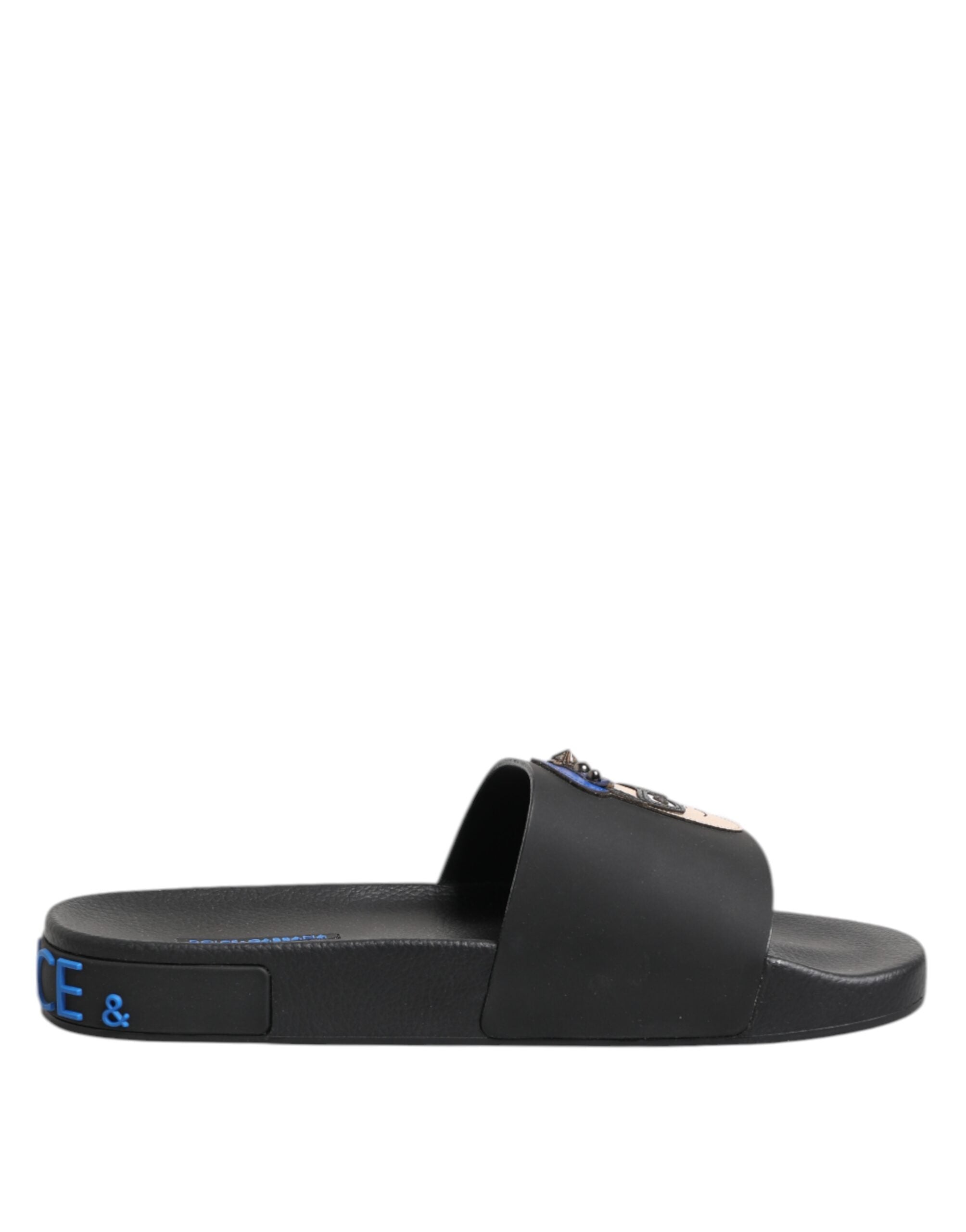 Black Leather Slides Flats Beachwear Shoes - ventzia