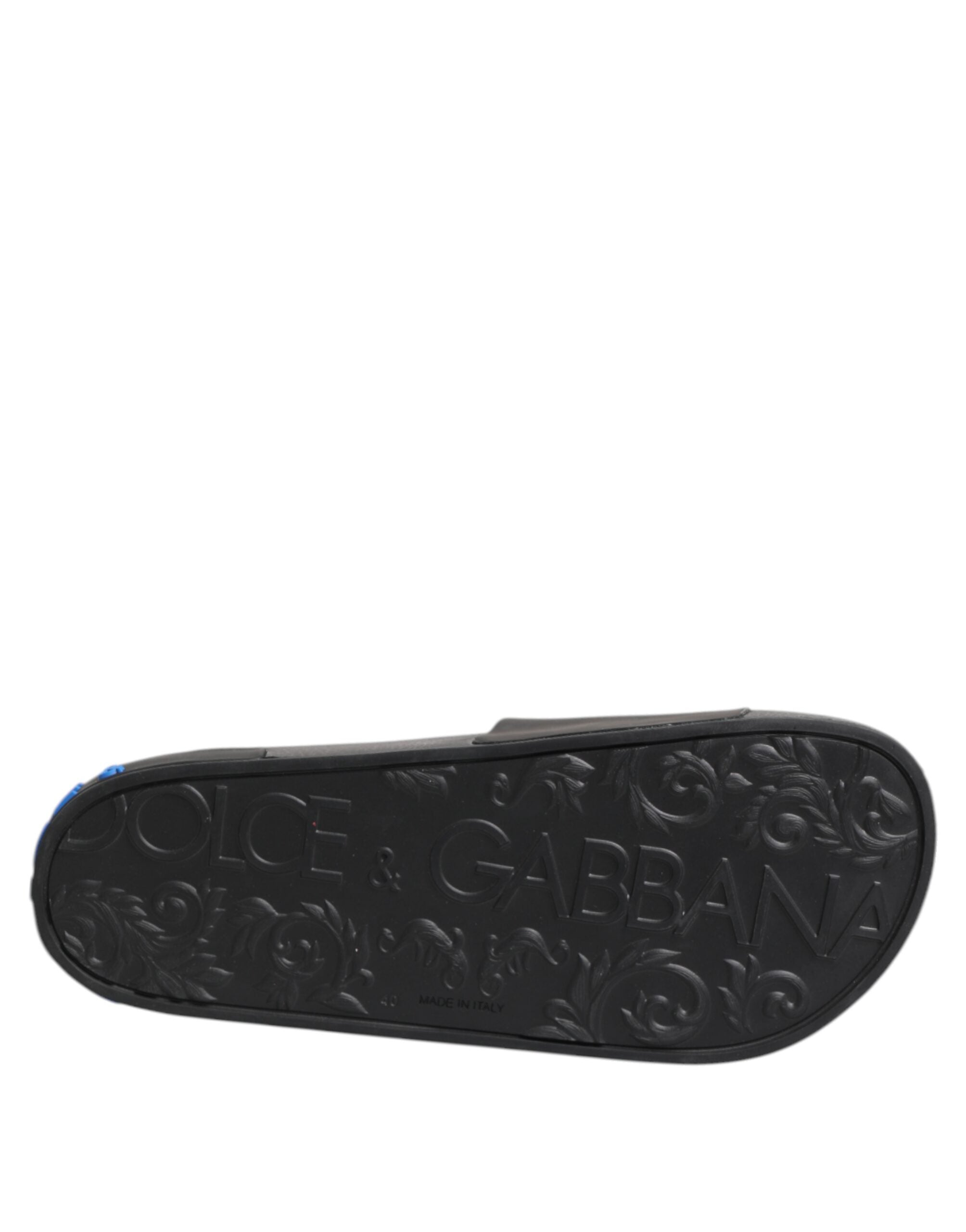 Black Leather Slides Flats Beachwear Shoes - ventzia