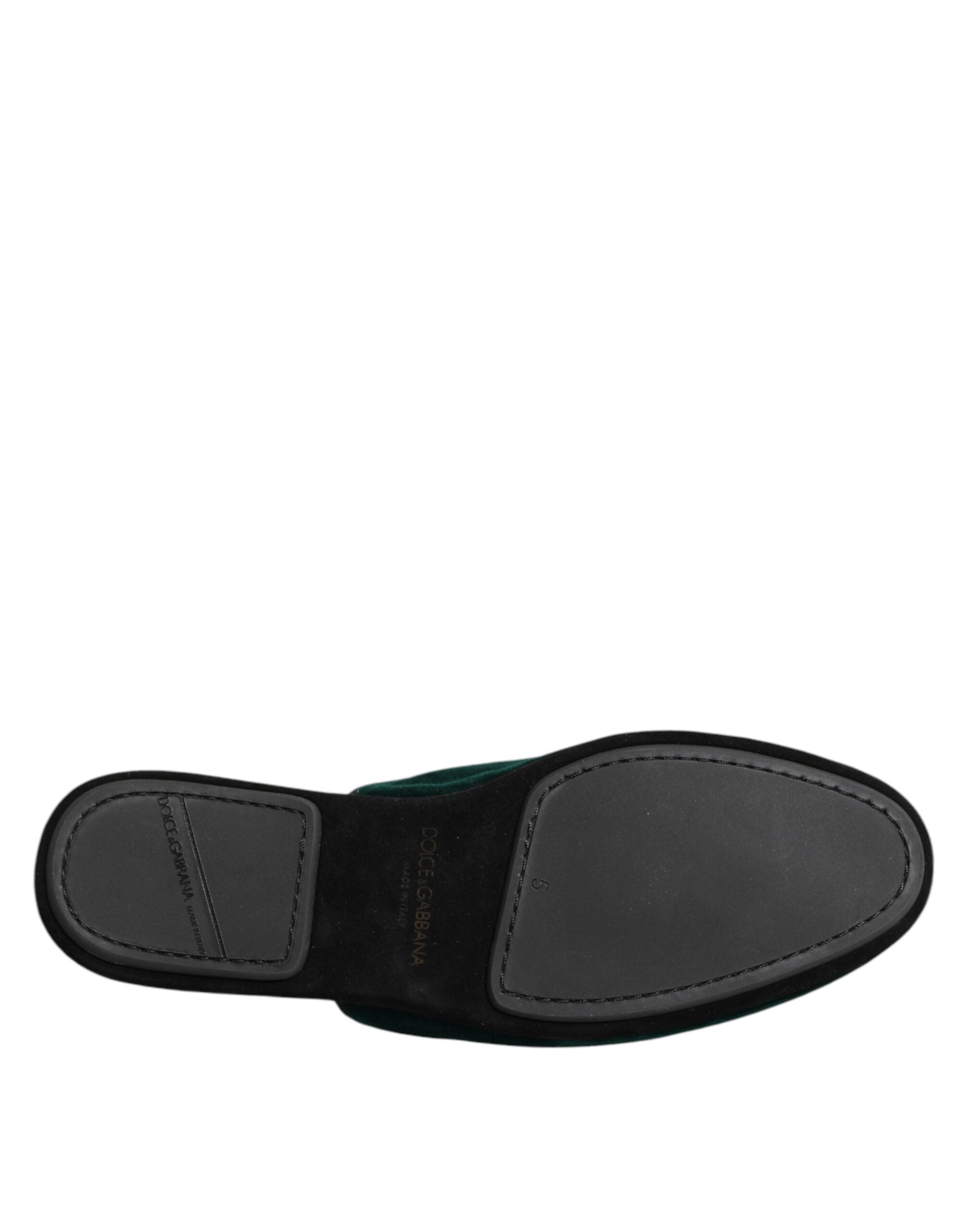 Green Velvet Cross Embellished Slippers Shoes - ventzia