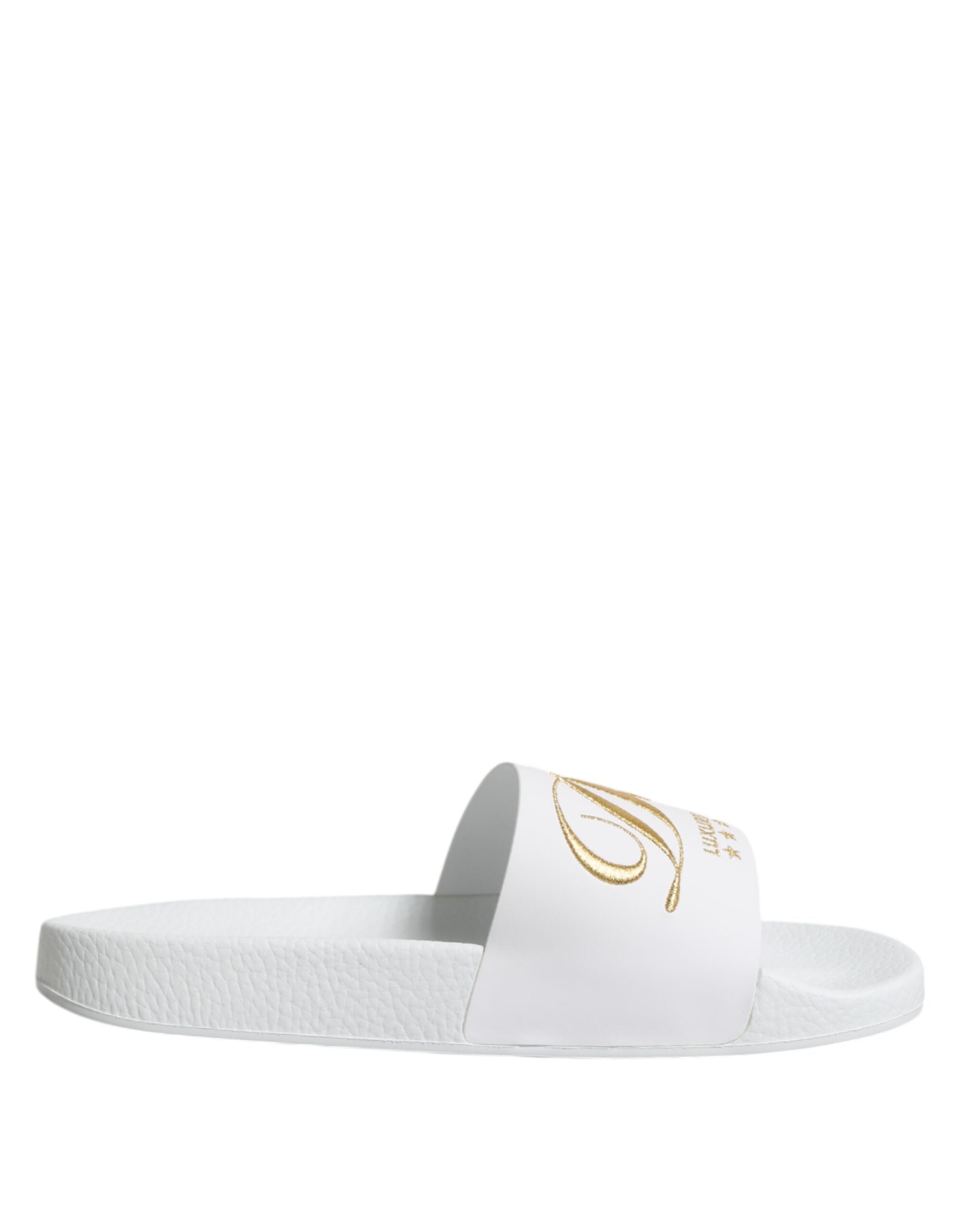 White Leather Slides Sandals Beachwear Shoes - ventzia