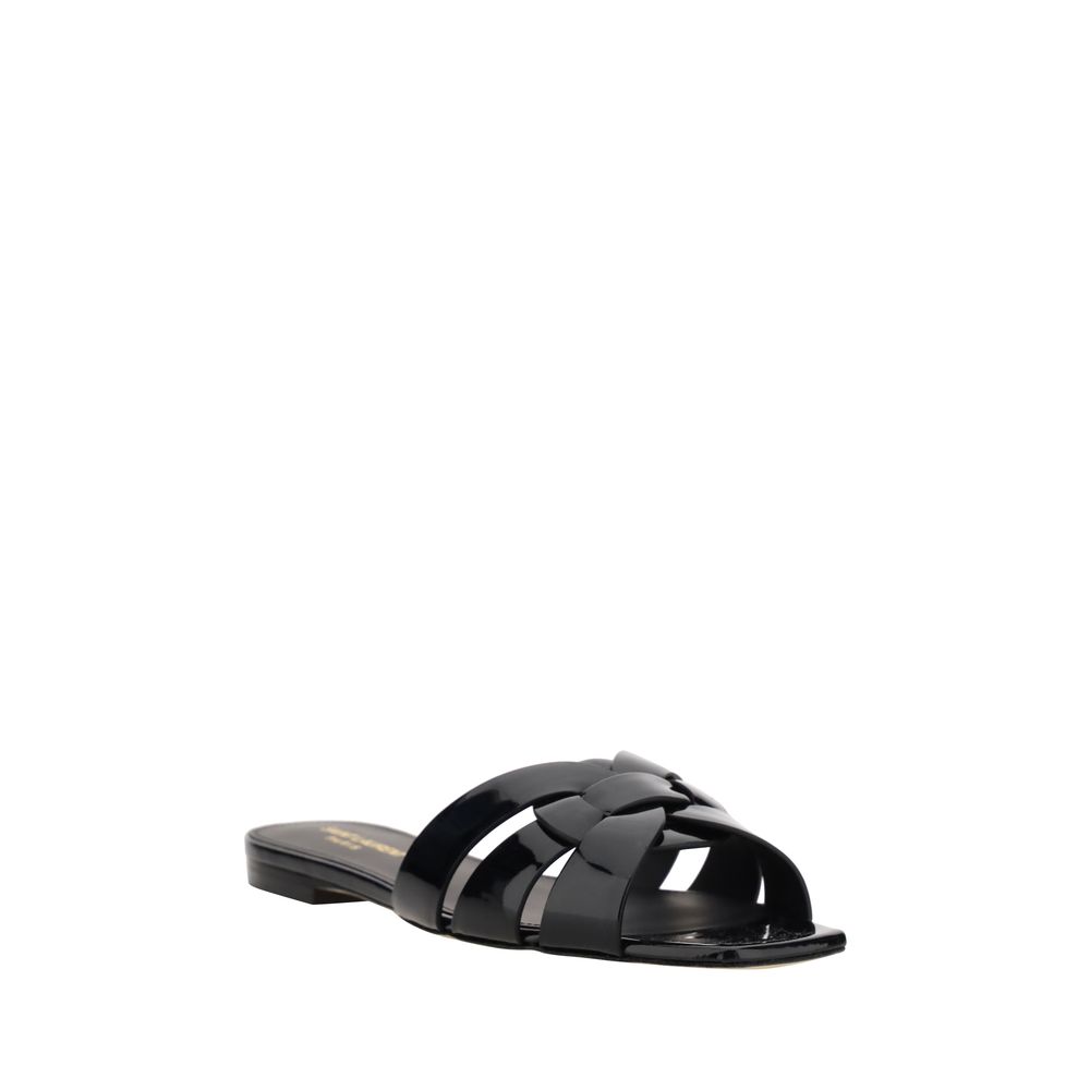 Black Calf Leather Bos Taurus Flat Sandals - ventzia