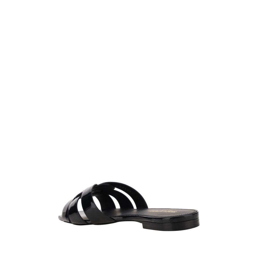 Black Calf Leather Bos Taurus Flat Sandals - ventzia