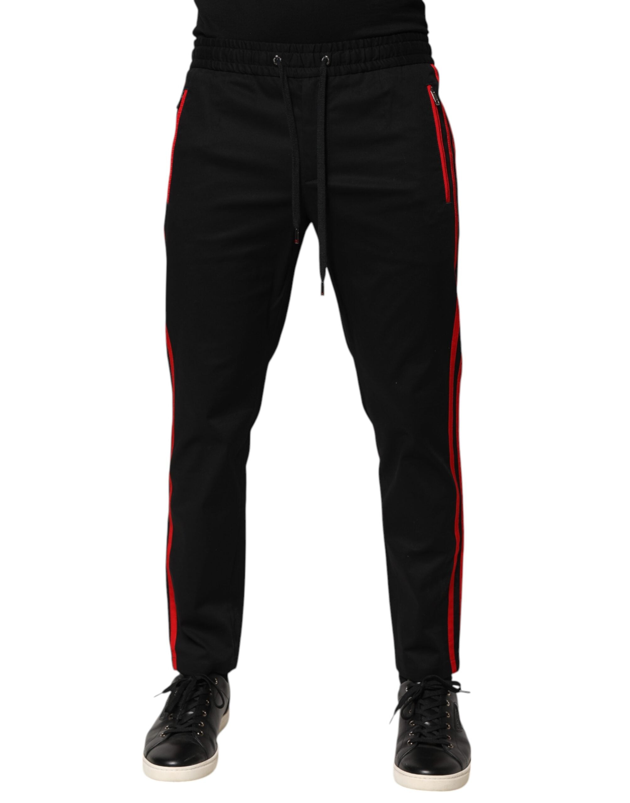 Red Stripe Cotton Logo Jogger Sweatpants Pants - ventzia