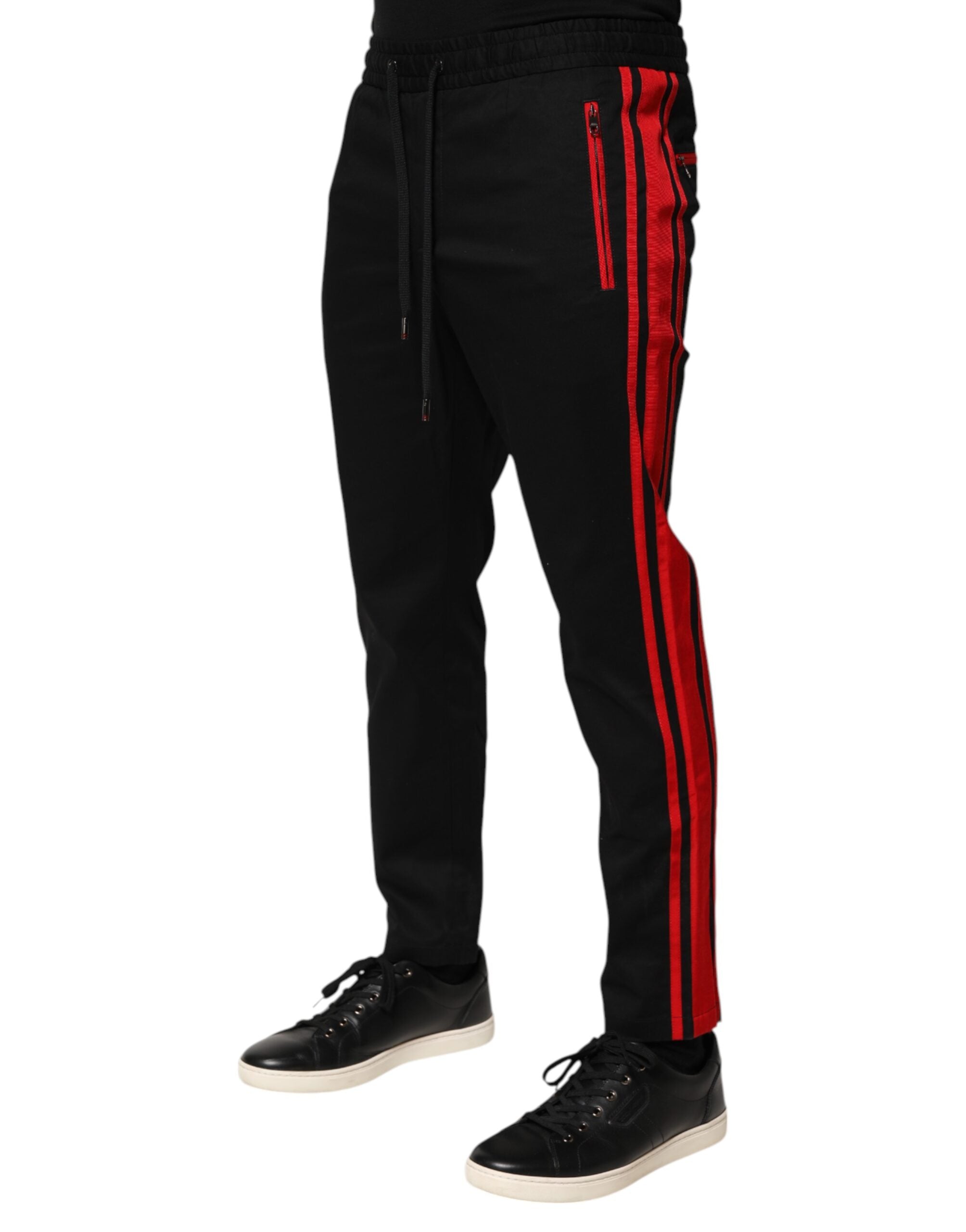 Red Stripe Cotton Logo Jogger Sweatpants Pants - ventzia